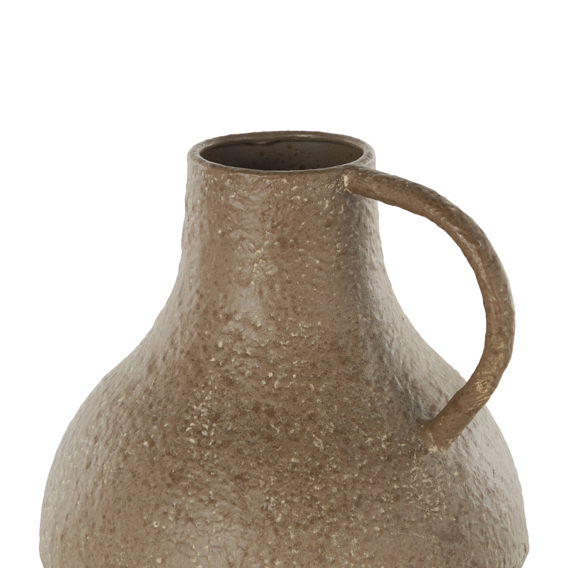 Brown Metal Antique Inspired Decorative Vase with Handle
