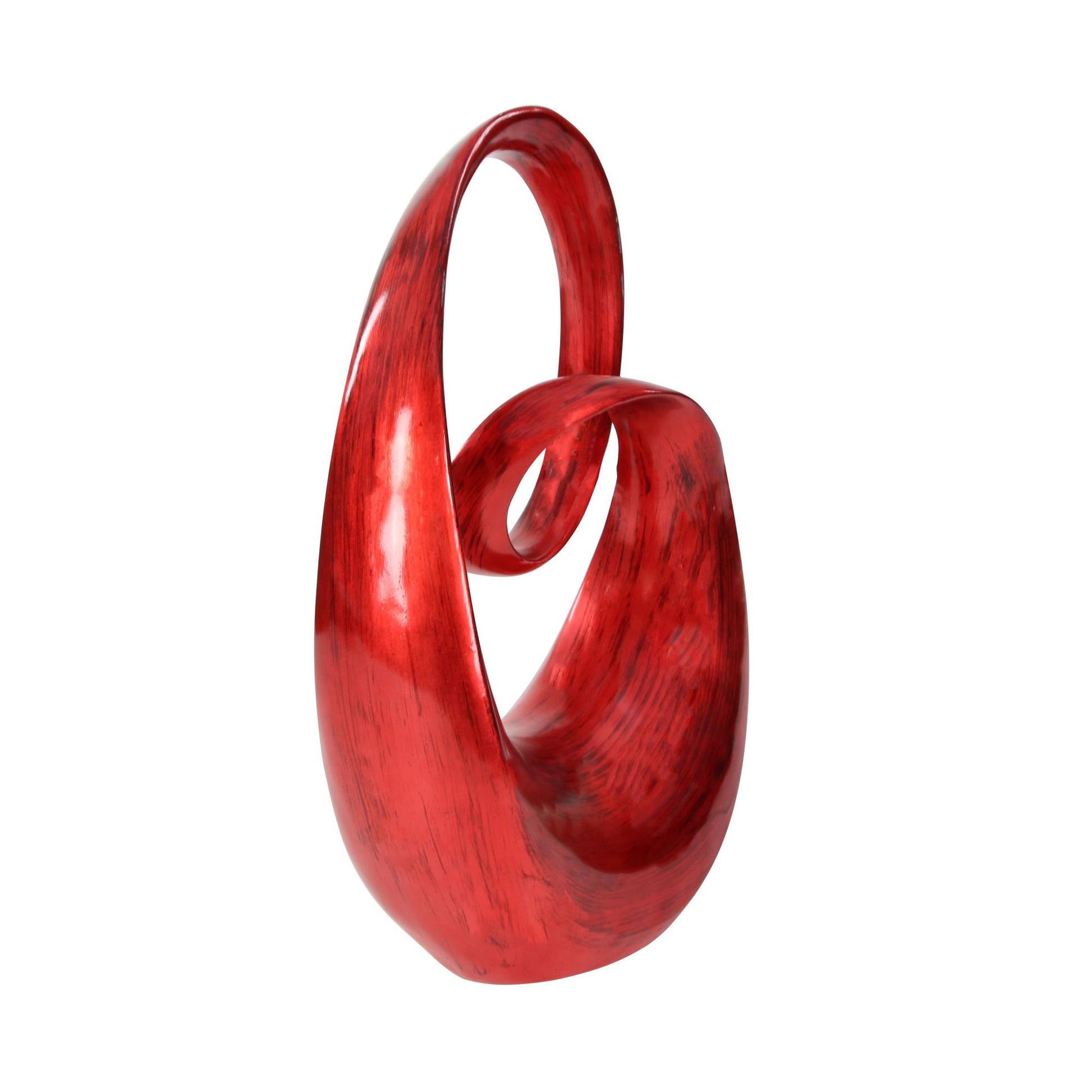 Abstract Red Polystone Swirl Decorative Sculpture