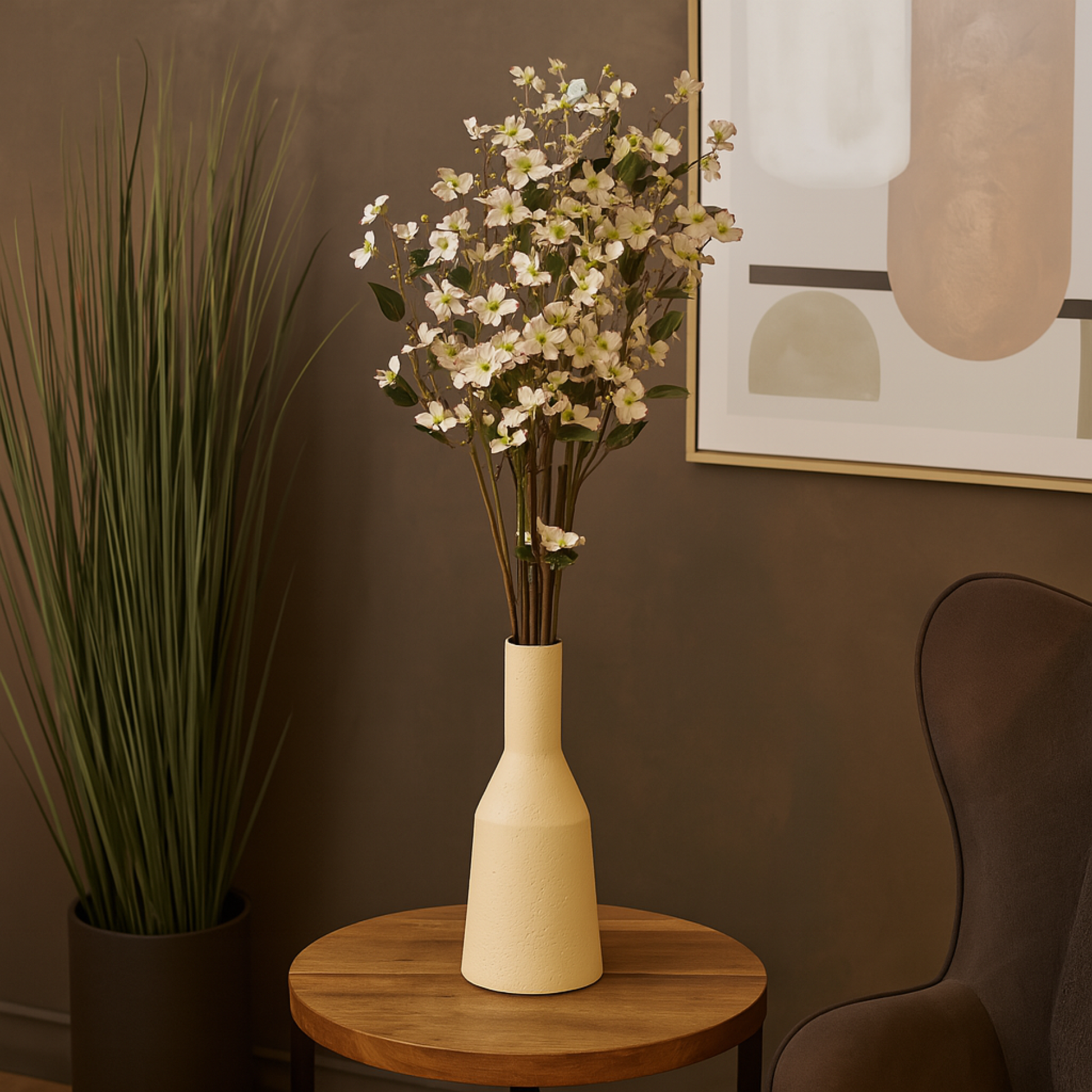 Set of 8 Begonia White Faux Foliage Tall Indoor Outdoor Artificial Flower Stem