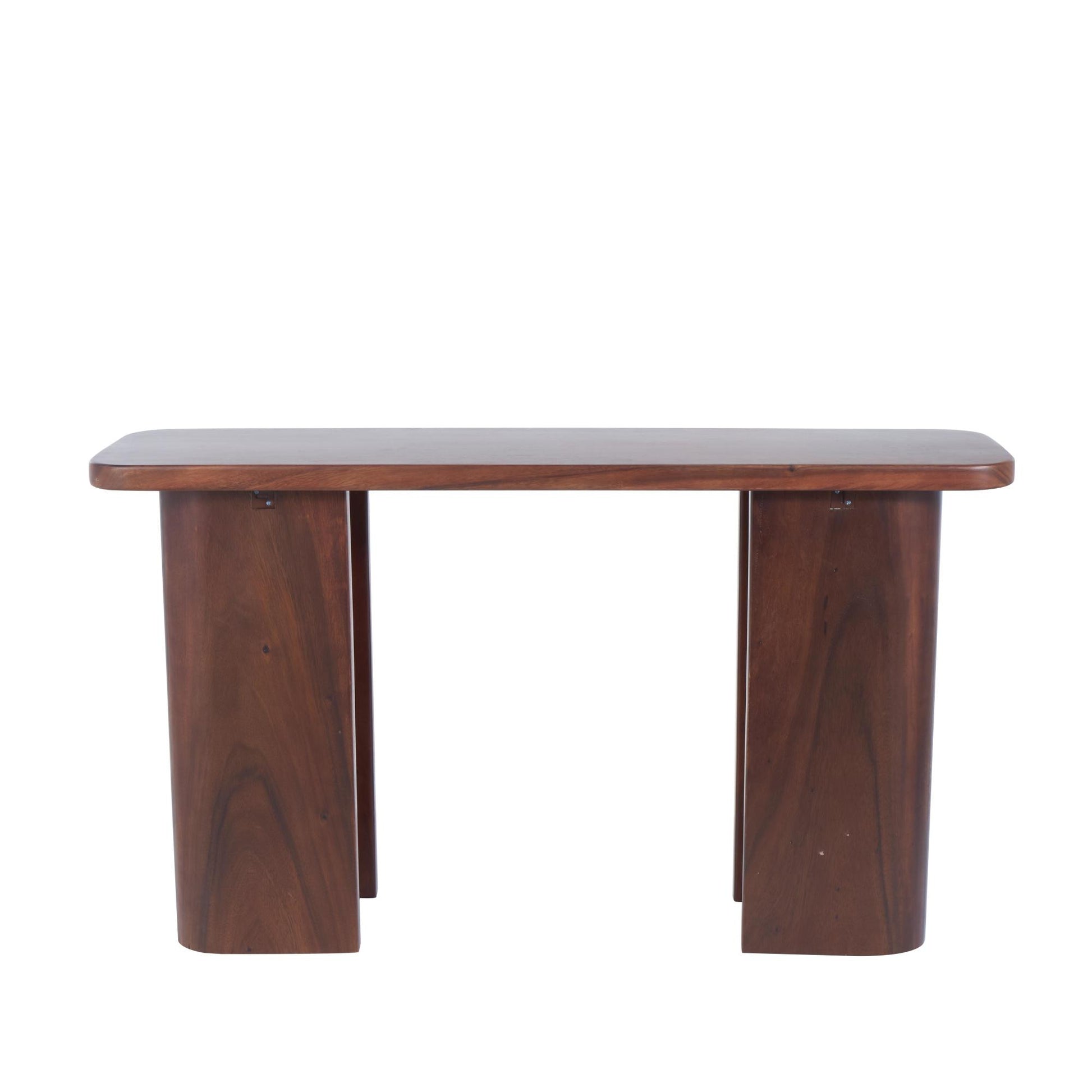 Dark Brown Wood Rectangular Living Room Console Table with Curved Legs Panels