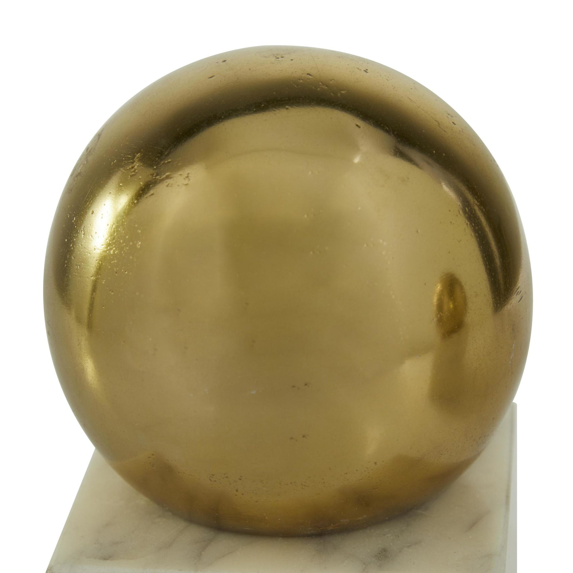 CosmoLiving by Cosmopolitan Set of 2 Marble 7 lbs Decorative Bookends with Silver Aluminum Orb