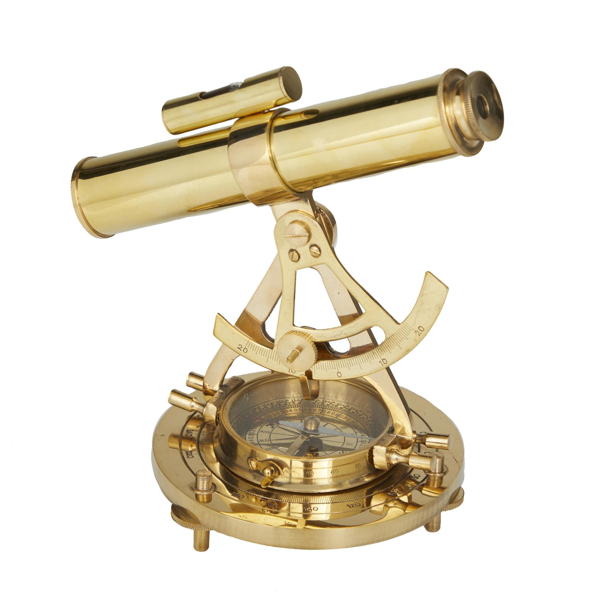 Compass Brass Metal Decorative Telescope with Compass Base