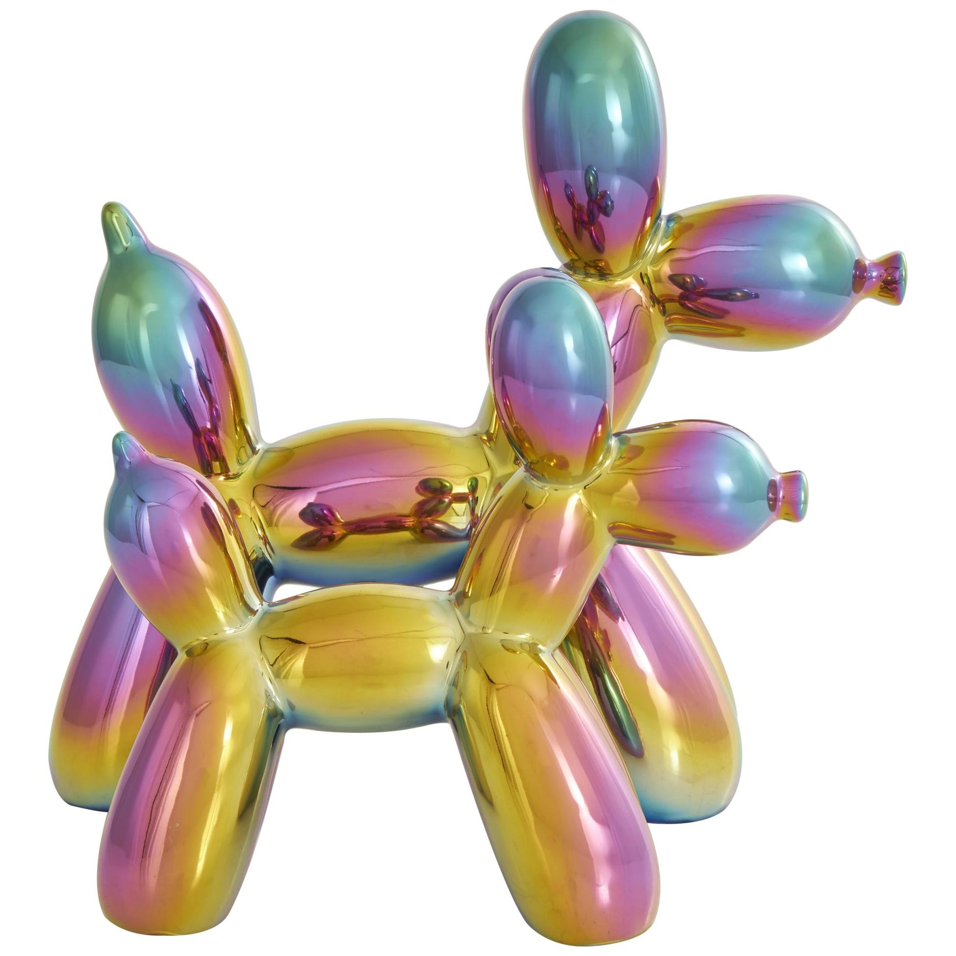 Set of 2 Dog Porcelain Ceramic Balloon Decorative Sculpture