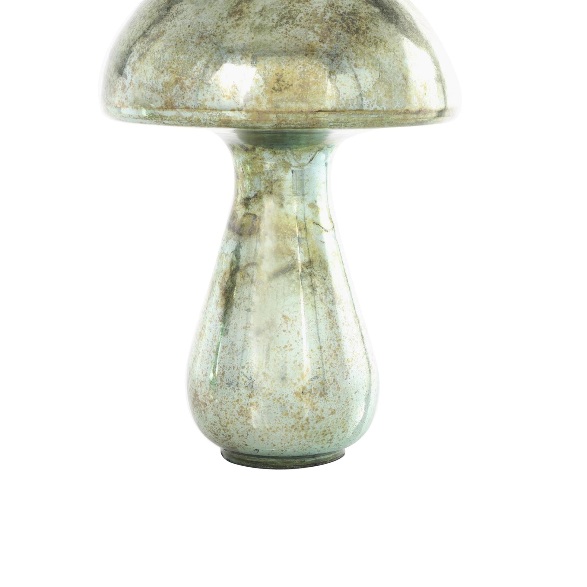 Set of 2 Mushroom Glass Handmade Glossy Weathered Decorative Sculpture