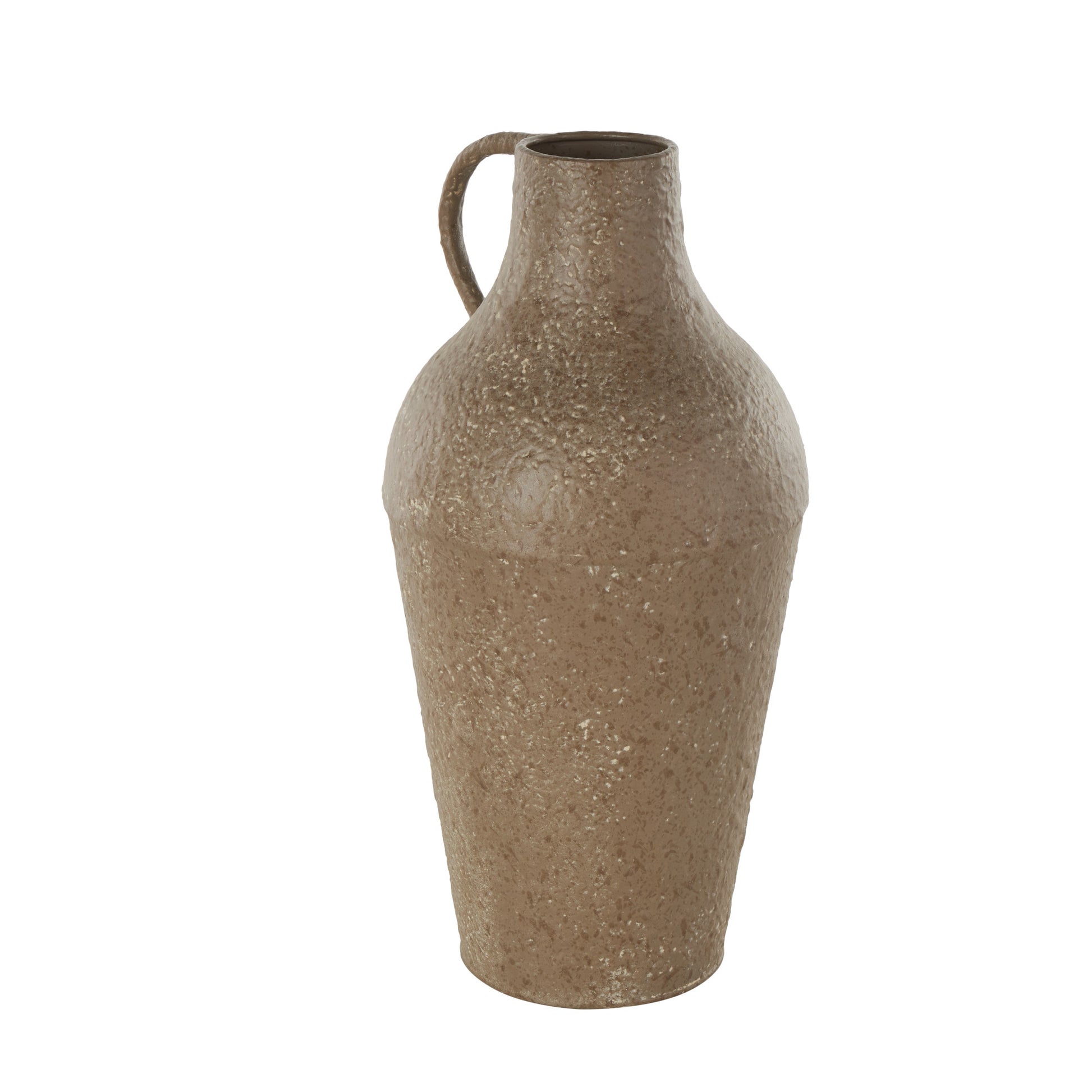 Brown Metal Antique Inspired Decorative Vase with Handle