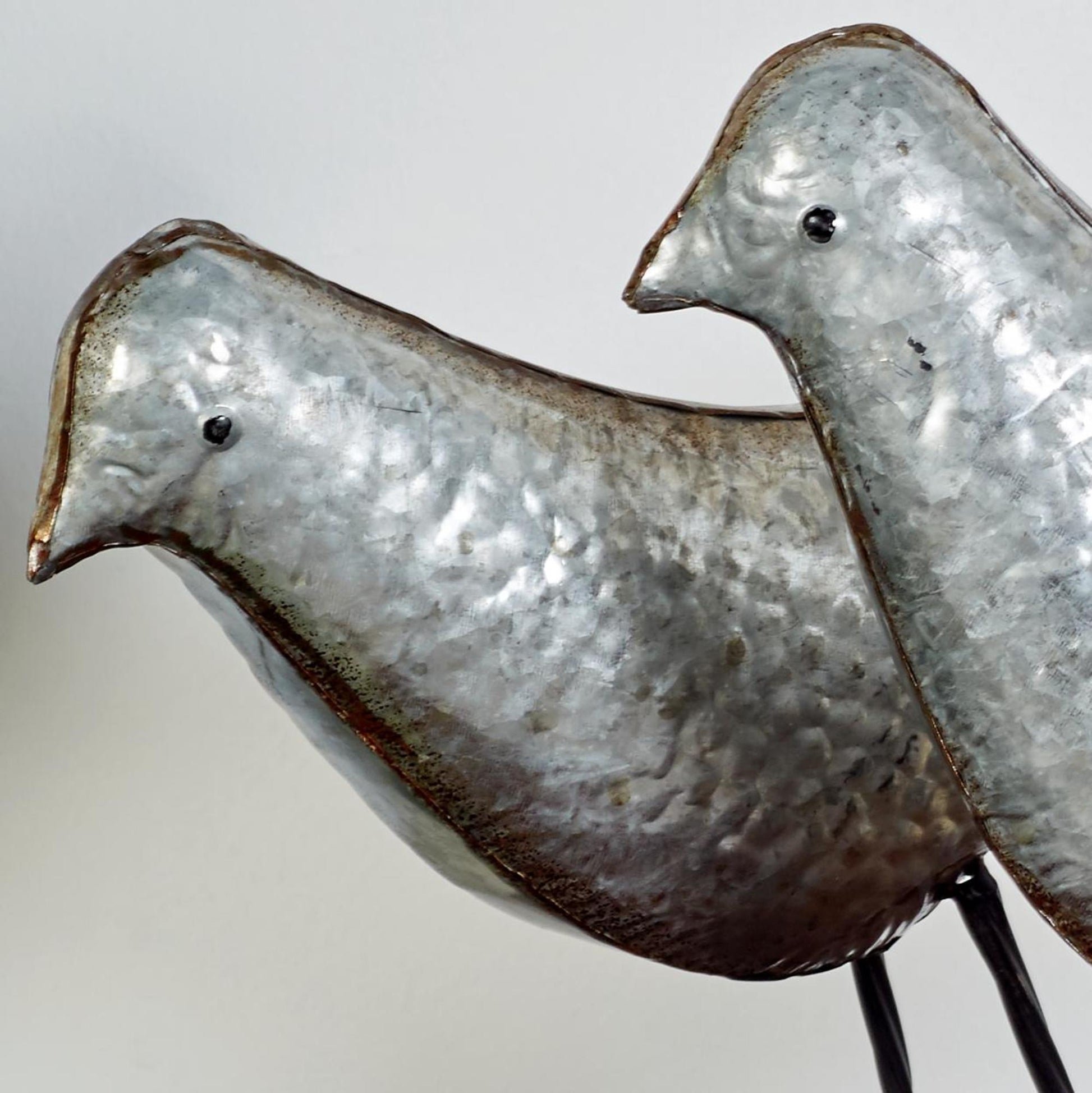 Set of 2 Bird Gray Metal Decorative Sculpture