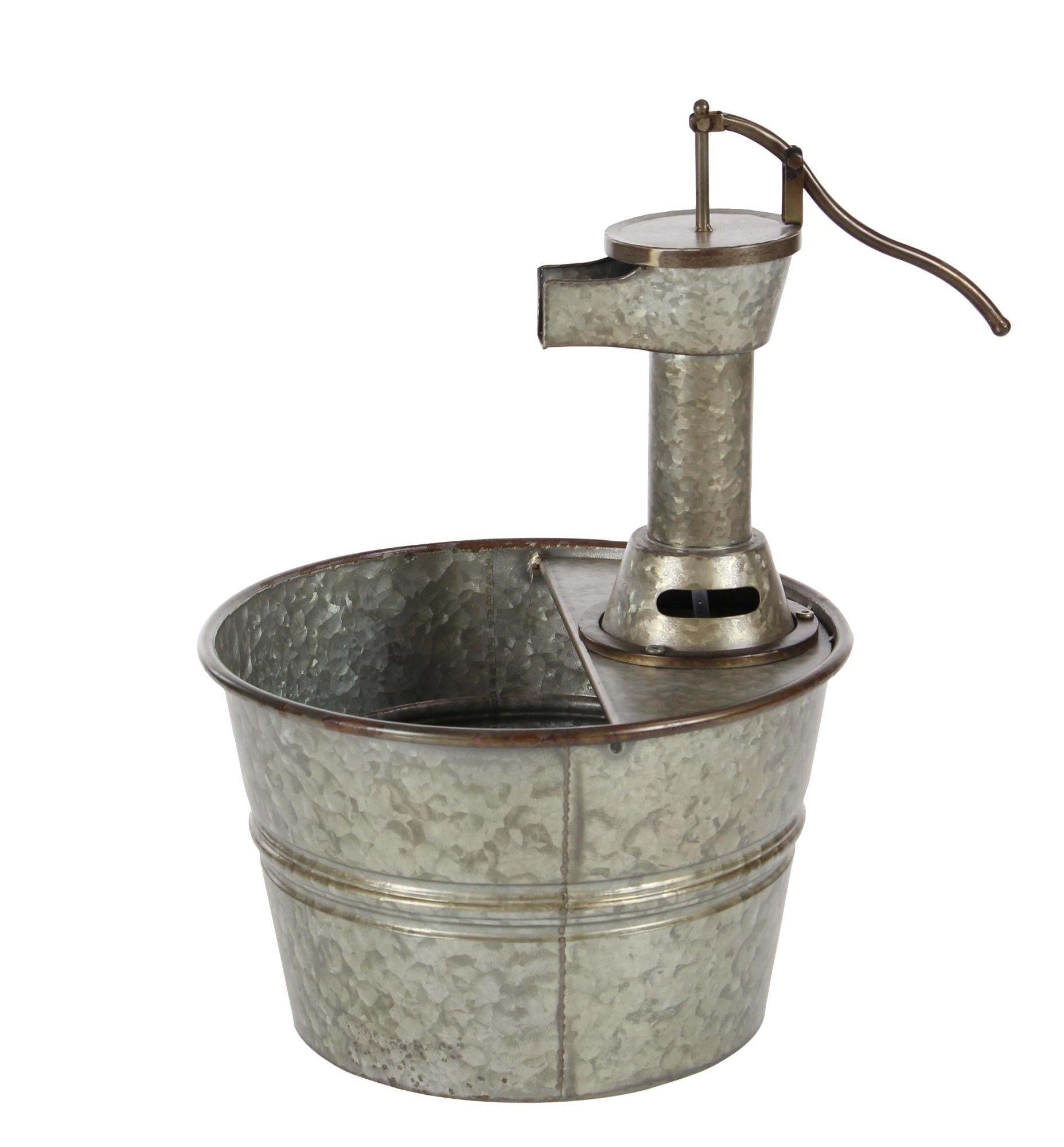 Gray Metal Indoor Outdoor Fountain with Pump Style Faucet