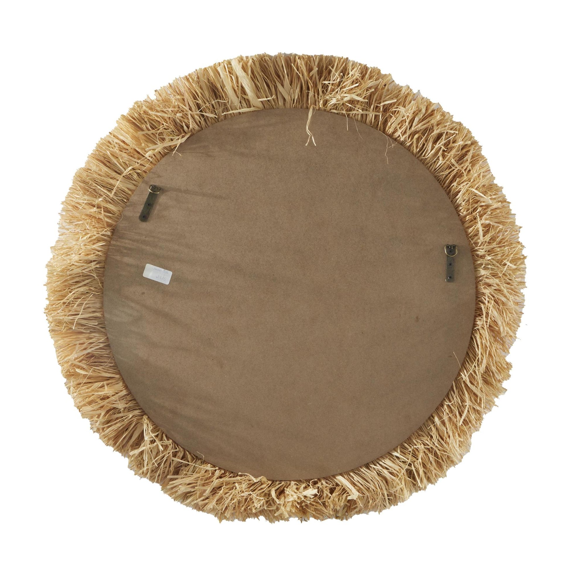 Tribal Light Brown Seagrass Room Wall Mirror with Fringe Detailing