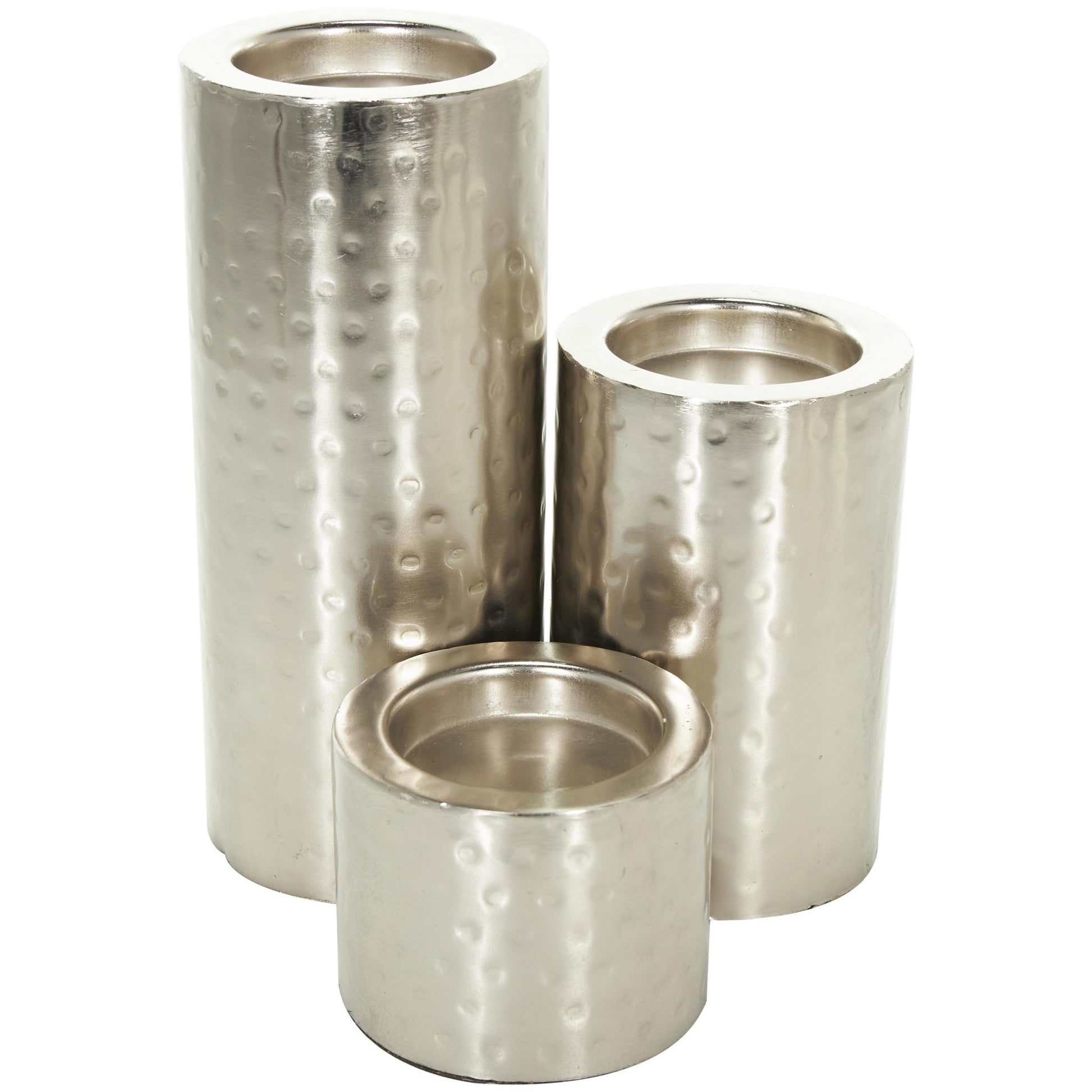 CosmoLiving by Cosmopolitan Set of 3 Metal Handmade Pillar Decorative Candle Holder Set of 3 11", 7", 4"H