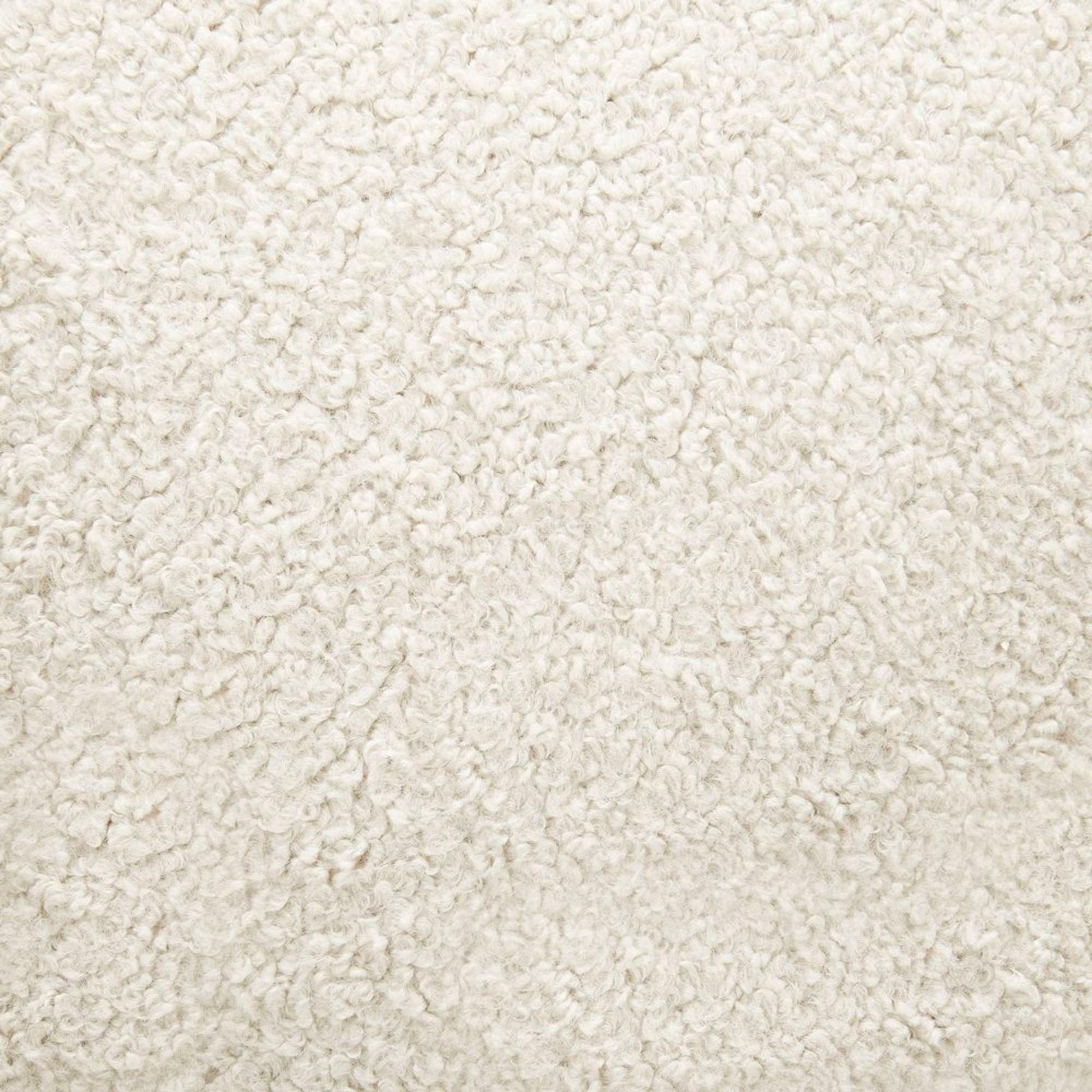 Cream Fabric Round Boucle Living Room Accent Chair with Black Iron Legs