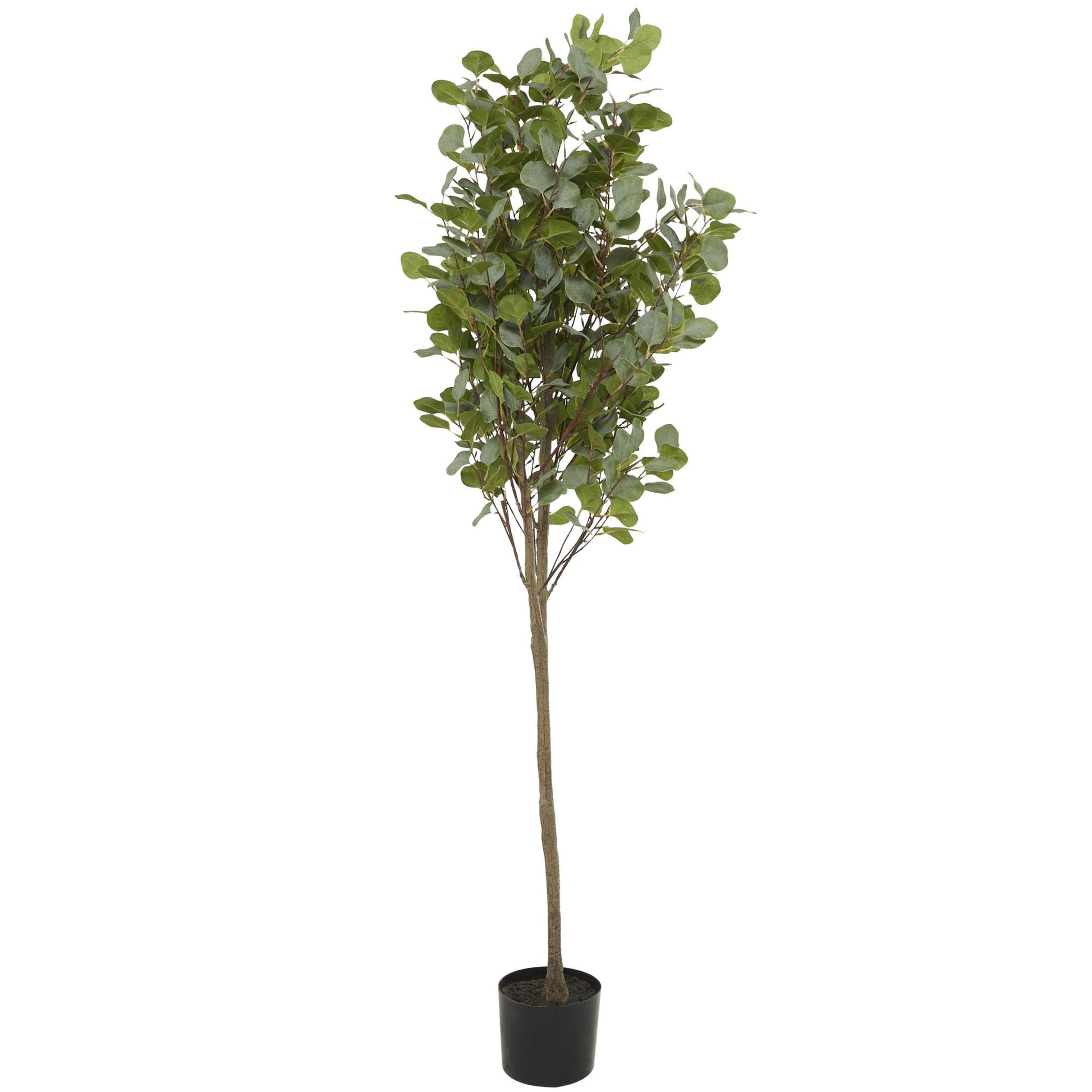 Eucalyptus Green Faux Foliage Indoor Outdoor Artificial Tree with Realistic Leaves and Black Pot