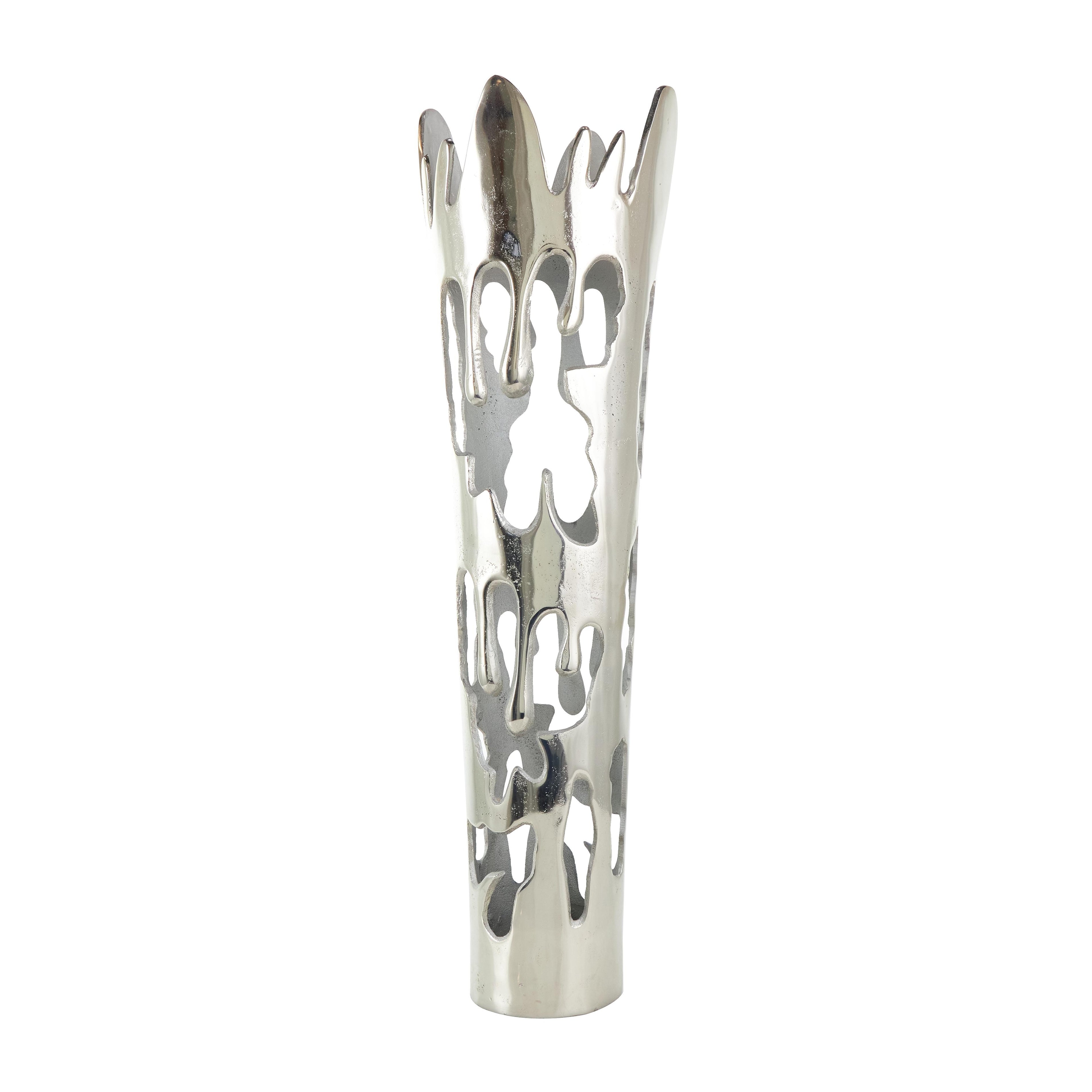 Abstract Aluminum Metal Tall Floor Drip Decorative Vase with Melting Designed Body