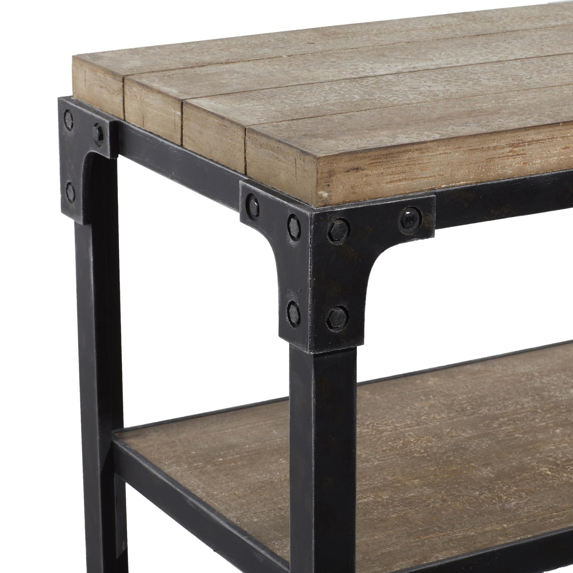 Brown Wood 2 Shelf Living Room Console Table