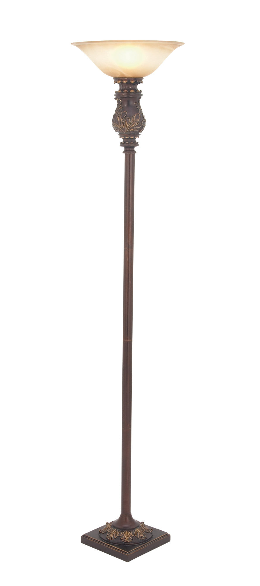 Scroll Brown Metal Antique Style Room Torchiere