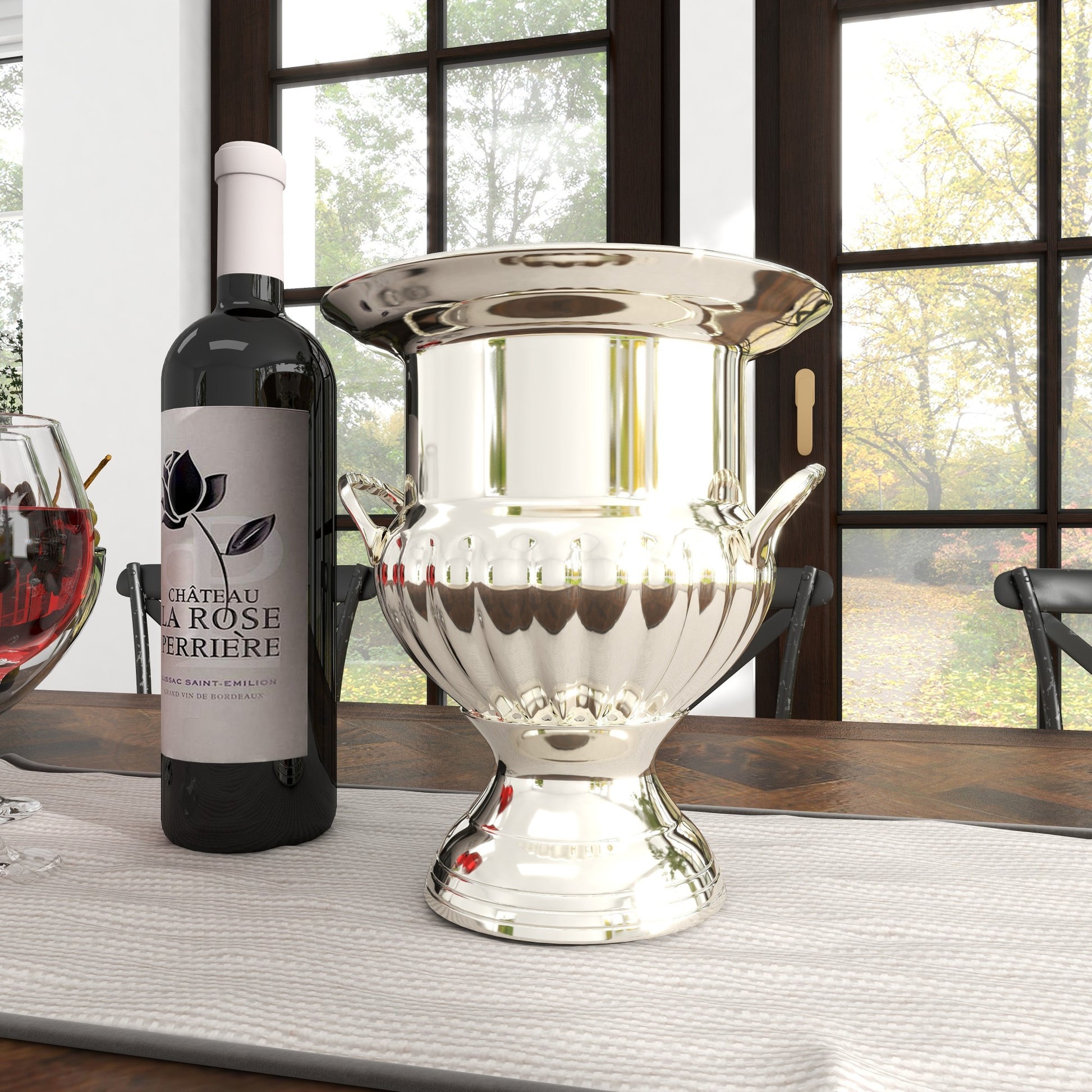 Silver Metal 2 Bottle Decorative Ice Bucket