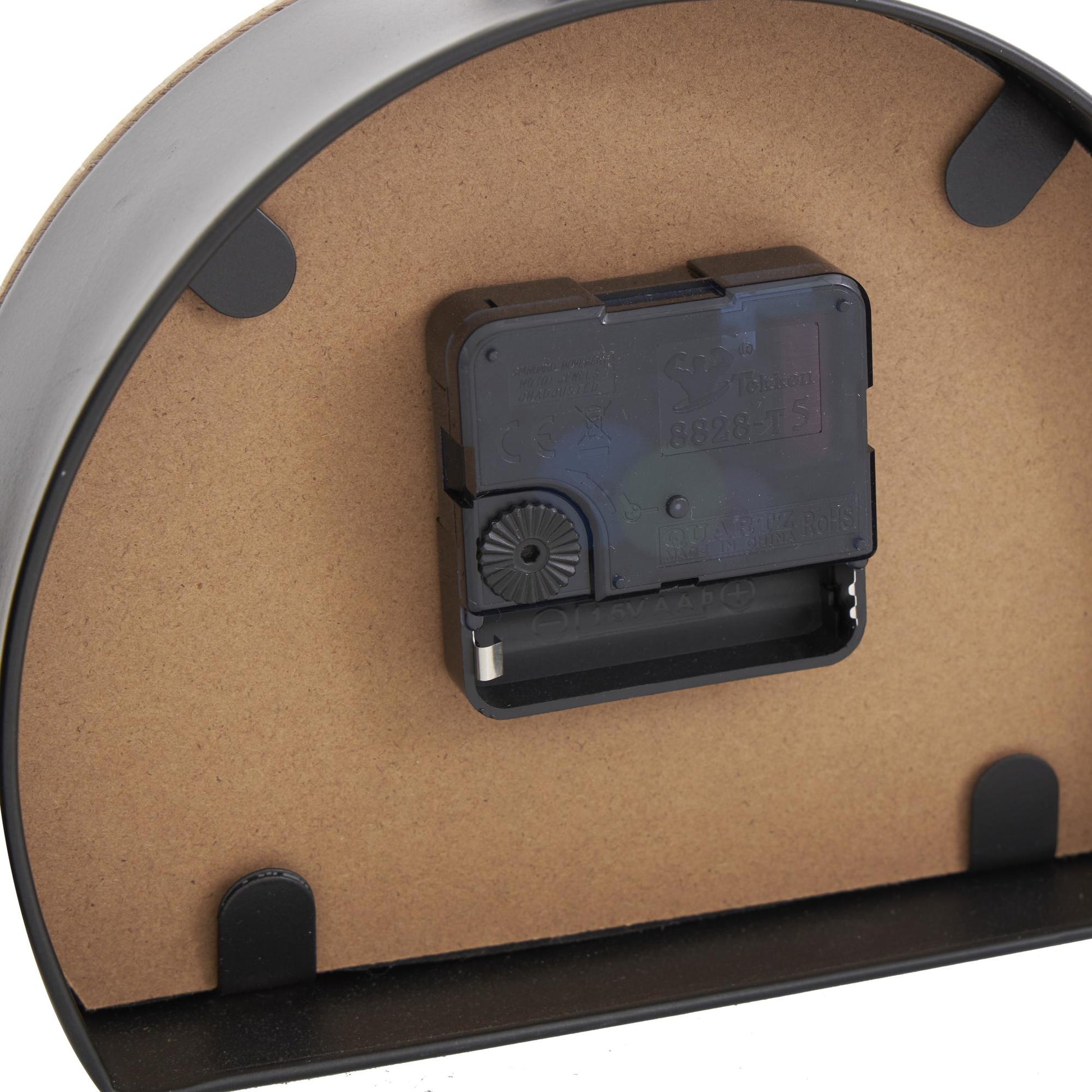 Set of 2 Wooden Semicircle Decorative Clock with Brown Wooden Frame and Ring Handle