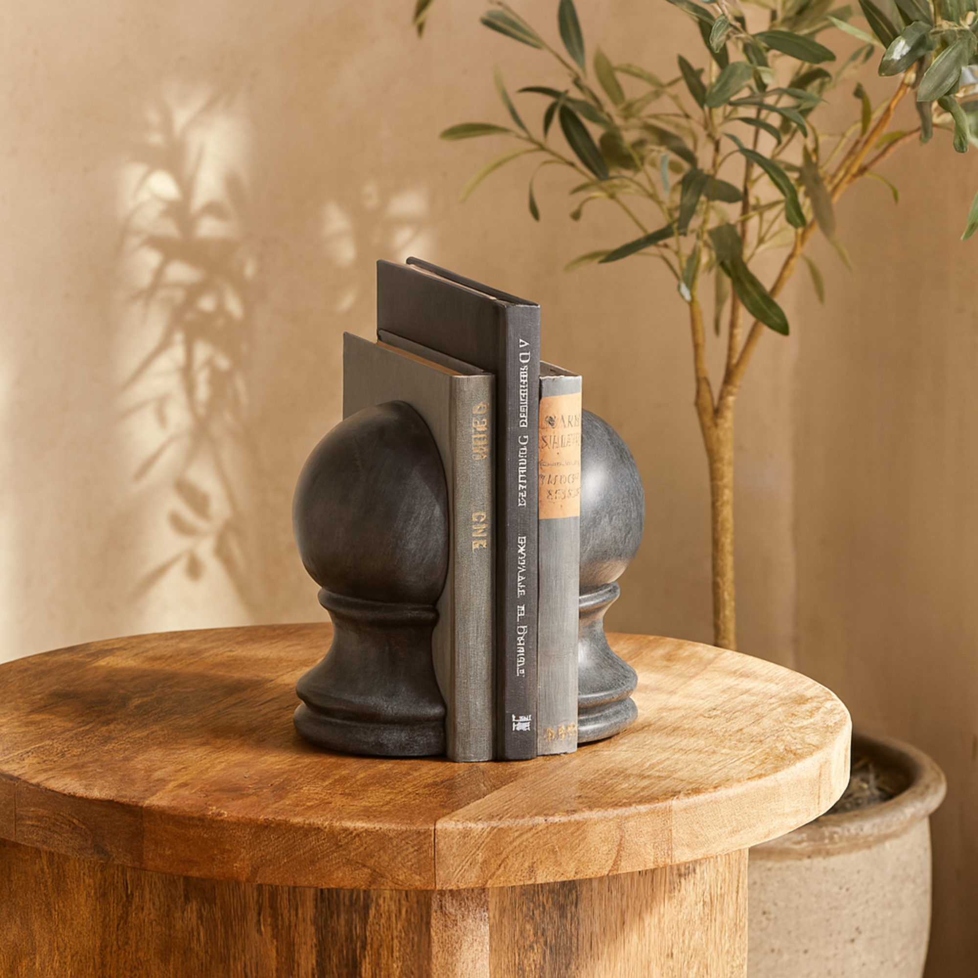 Set of 2 Globe Marble Sleek Orb Decorative Bookends