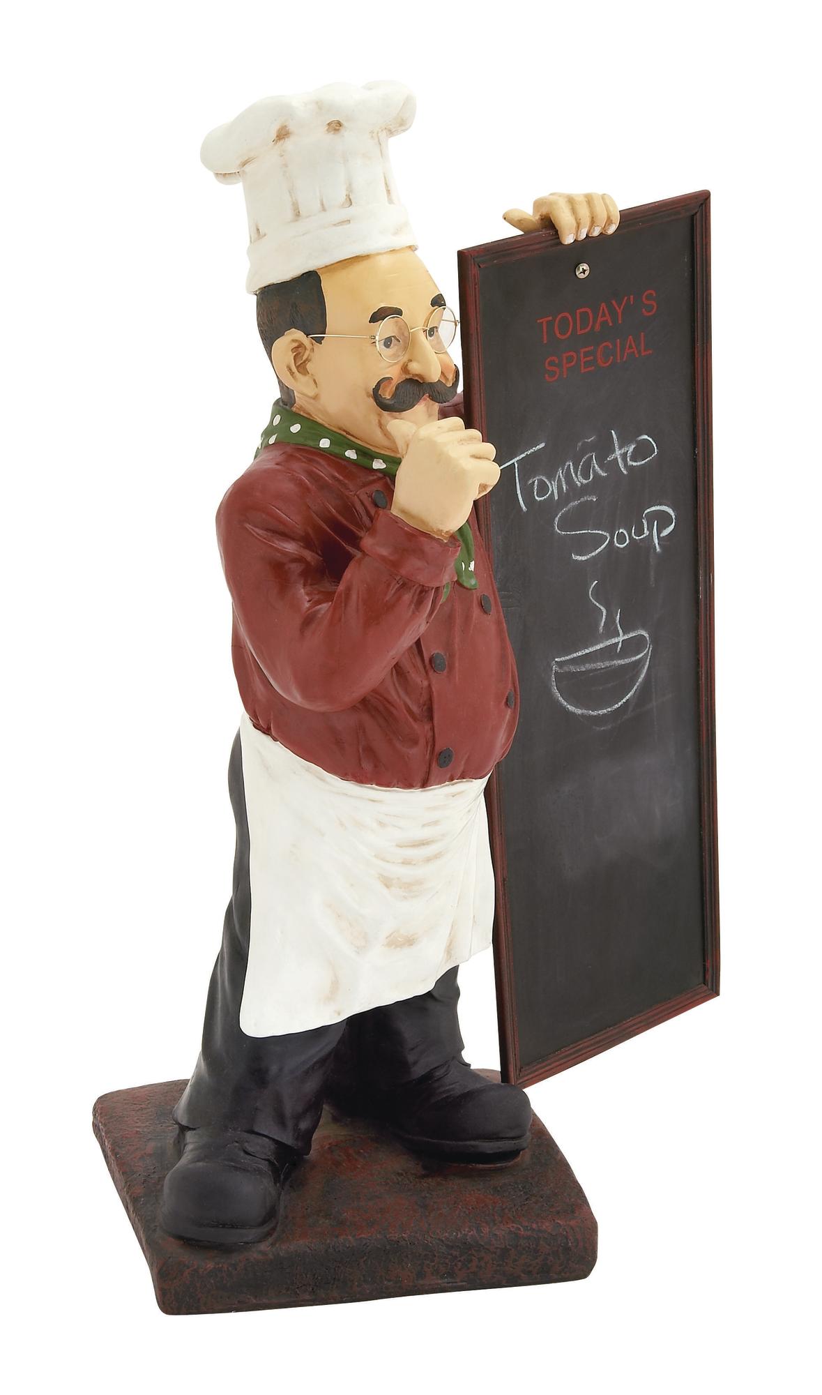 Chef Multi Colored Polystone Decorative Sculpture with Chalkboard