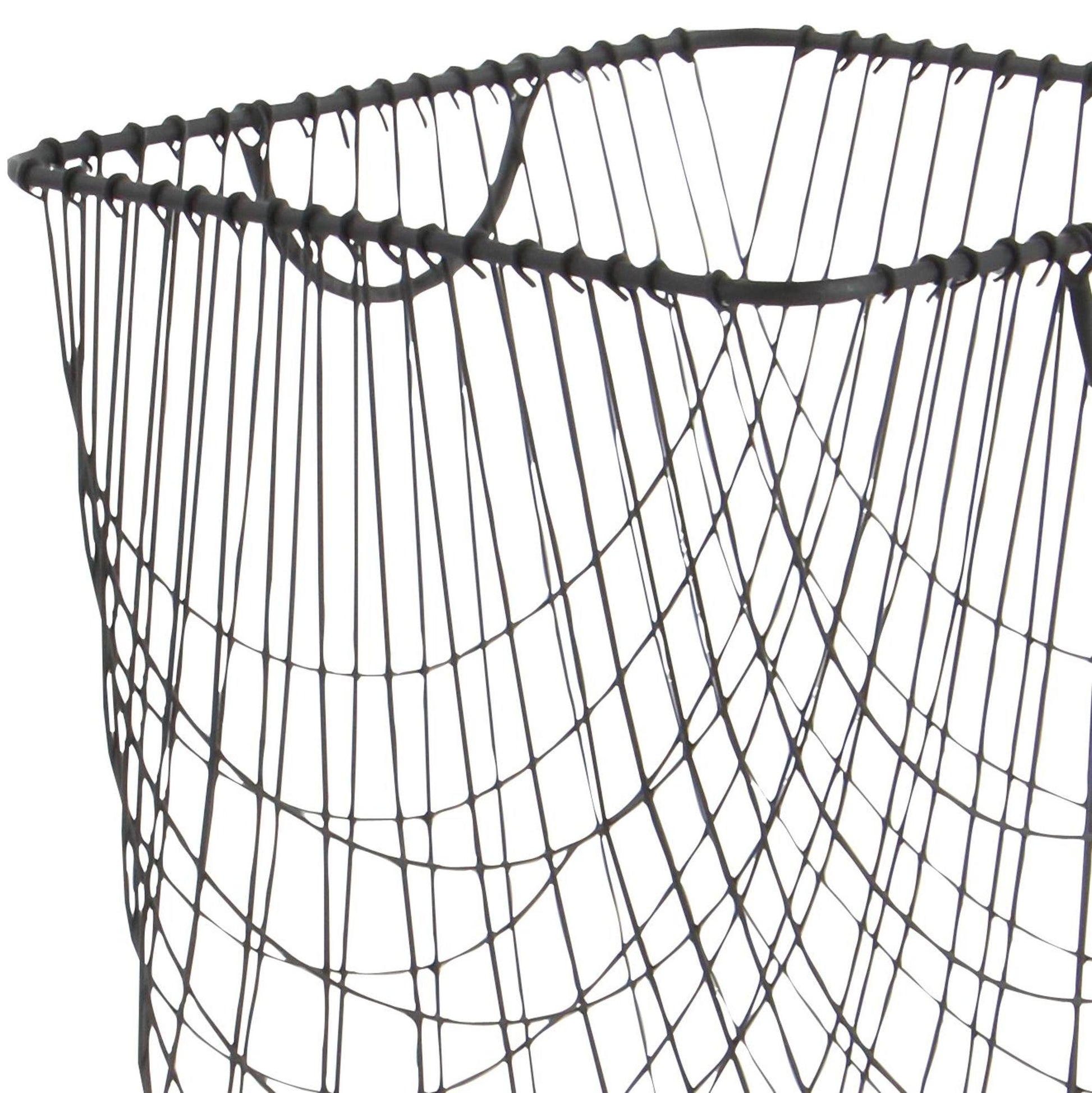 Metal Deep Set Mesh Rolling Laundry Basket Storage Cart with Wheels and Handles 17" x 17" x 24"