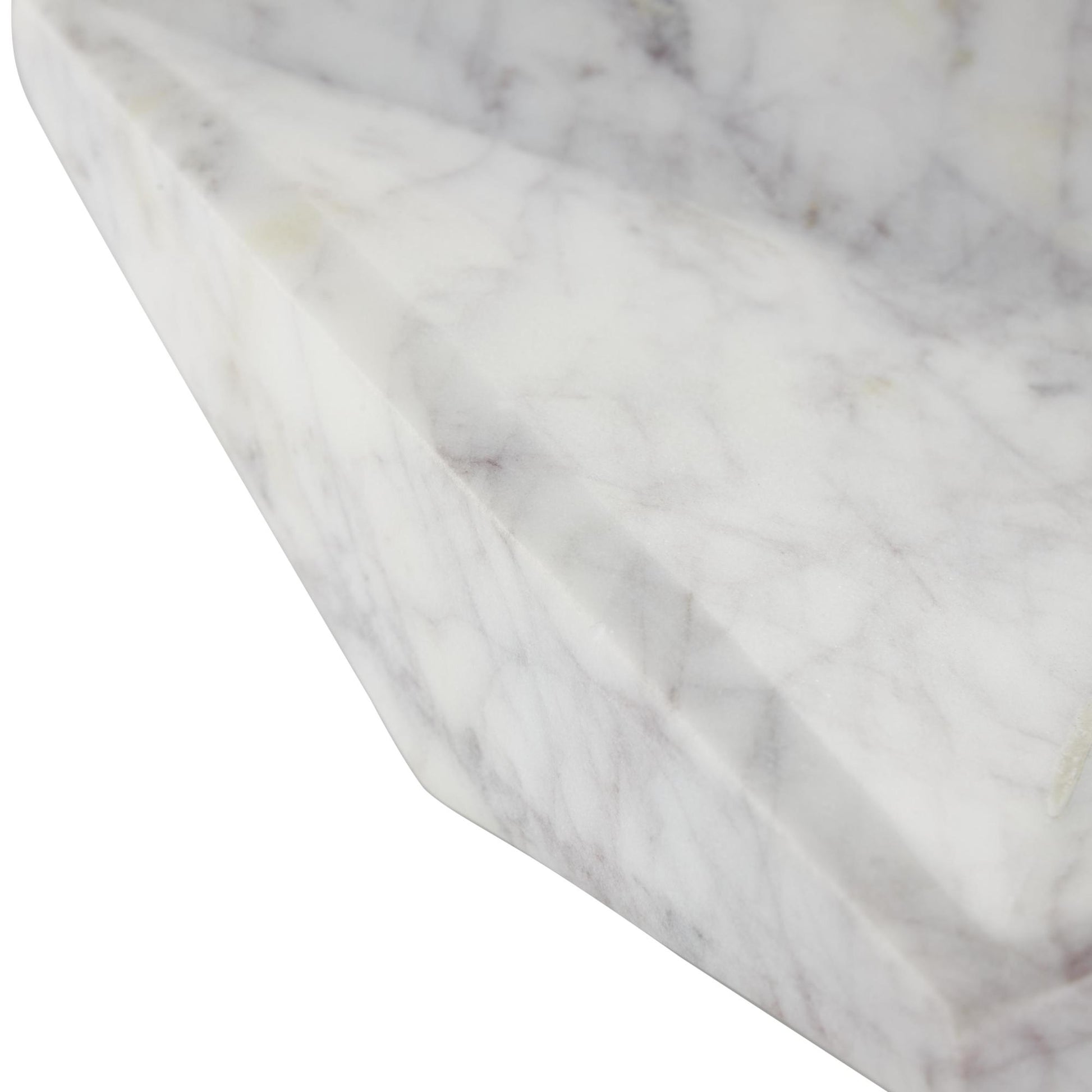 Geometric White Marble Square Living Room Decor Tray