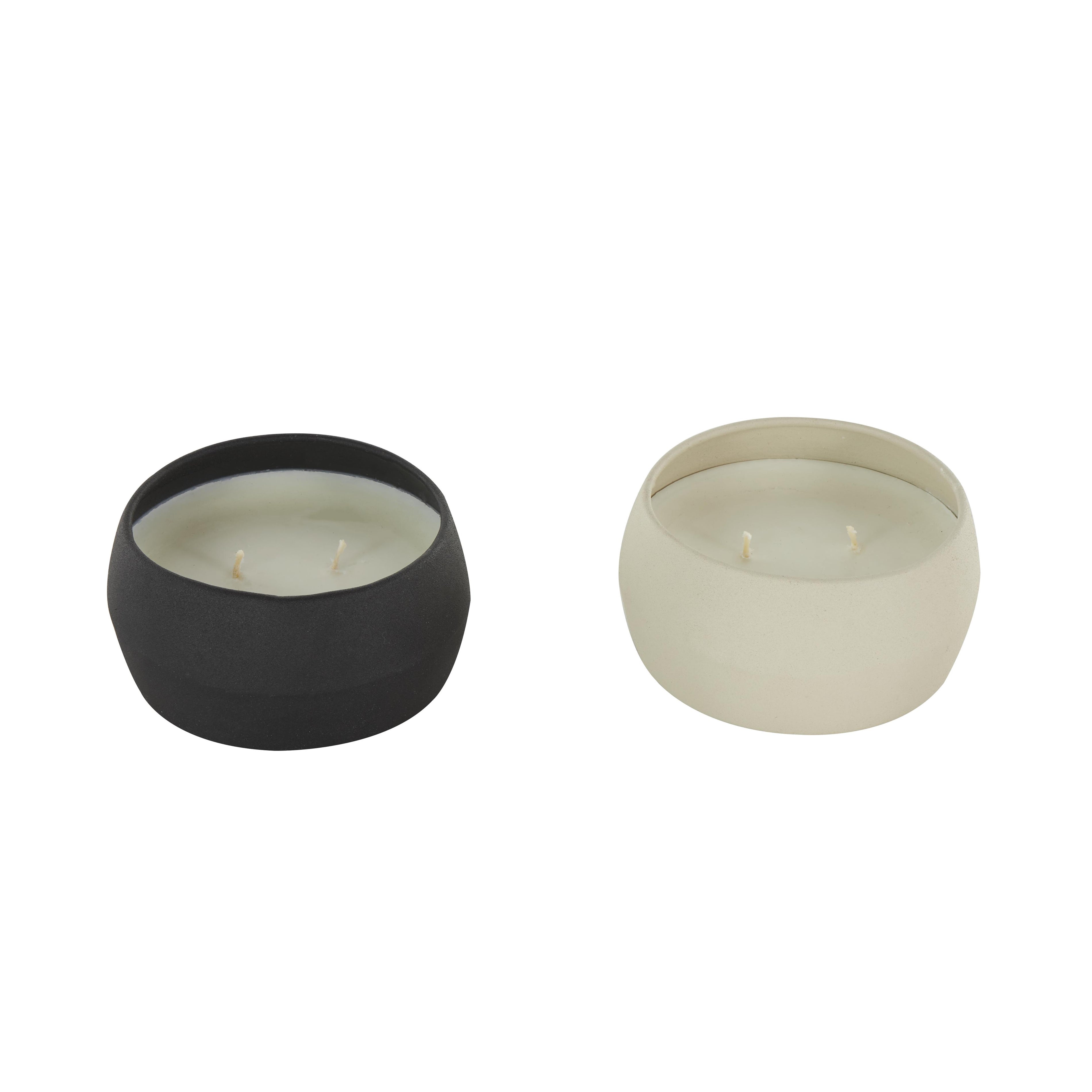 Set of 2 Metal Apple Cinnamon / Creamy Vanilla Swirl Scented Textured 9oz 2 Wick Decorative Candle with White Wax