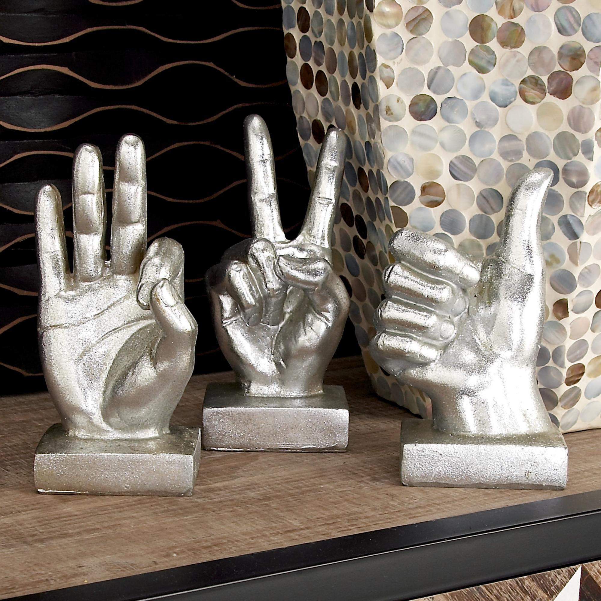 CosmoLiving by Cosmopolitan Set of 3 Hands Polystone Decorative Sculpture