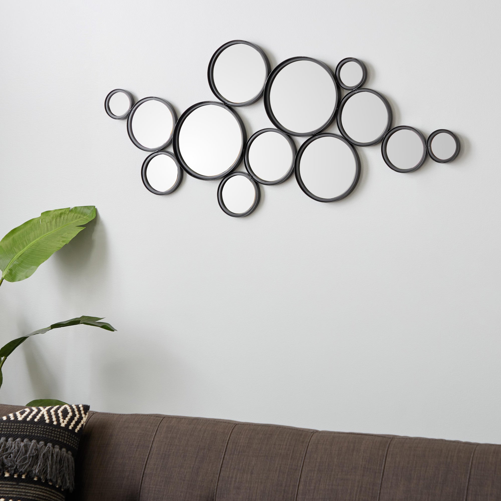 Abstract Black Metal Bubble Cluster Room Wall Mirror