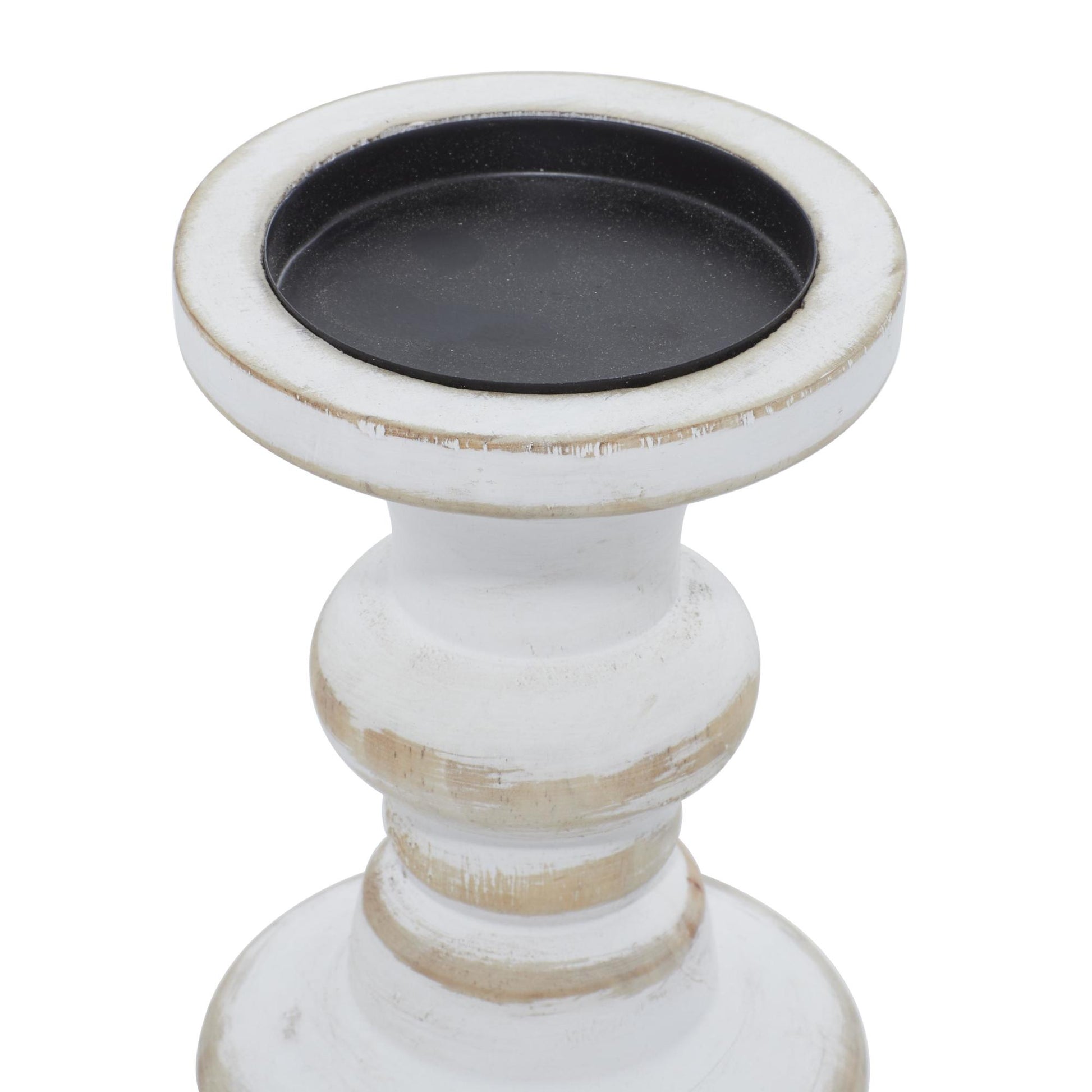 Set of 3 White Wood Decorative Candle Holder