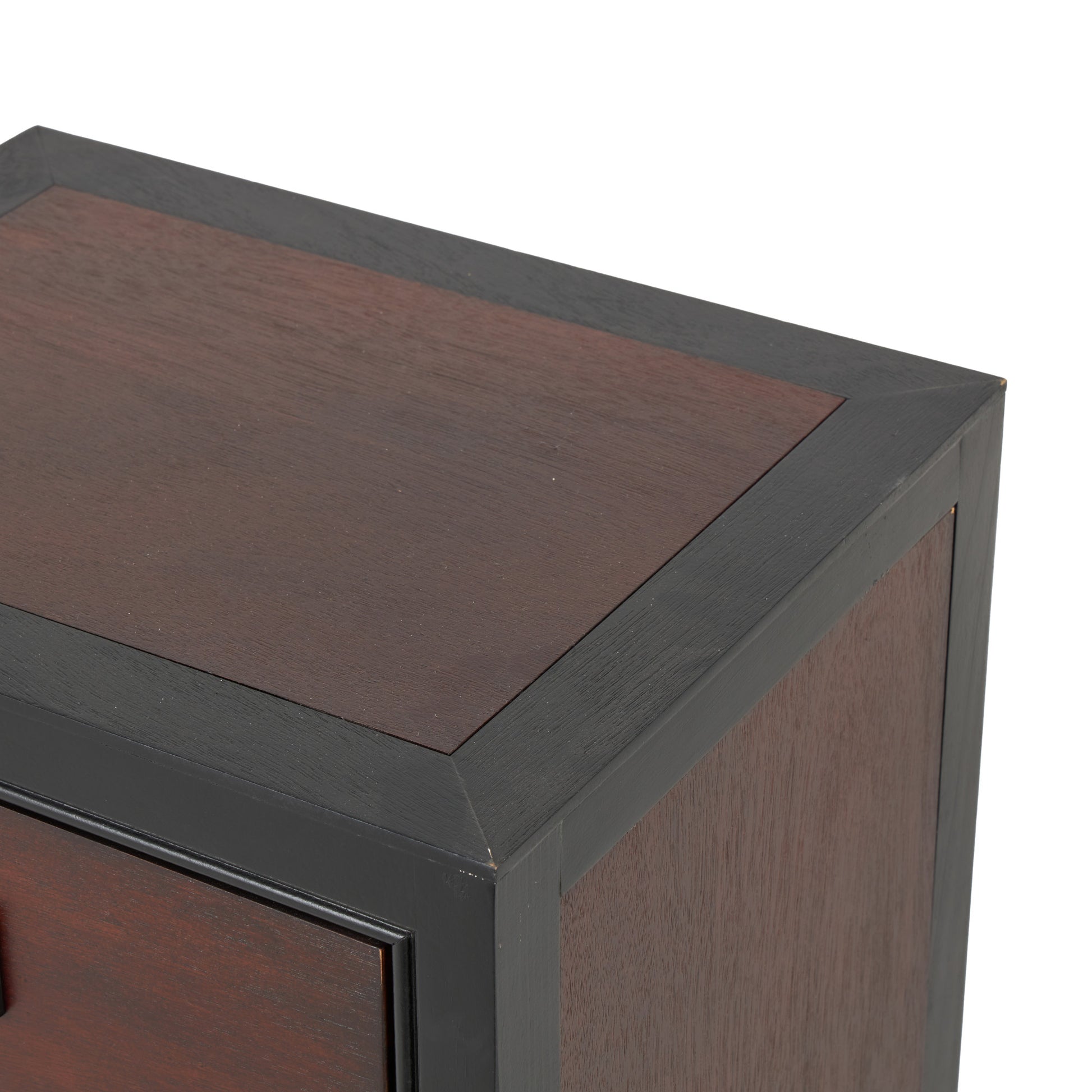 Dark Brown Wood Square 1 Door and 1 Drawer Room Cabinet with Black Frame