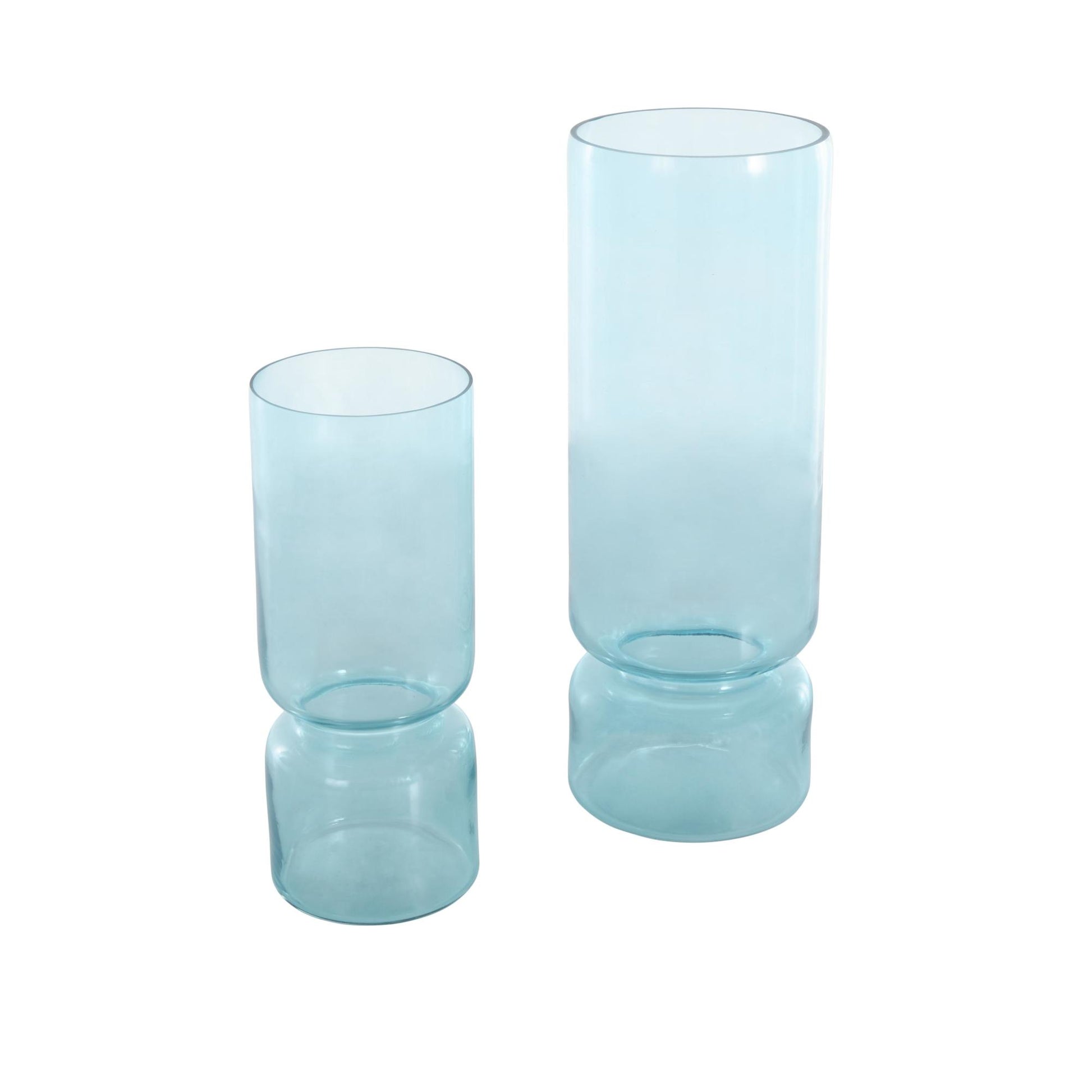 Set of 2 Glass Modern Round Decorative Vase
