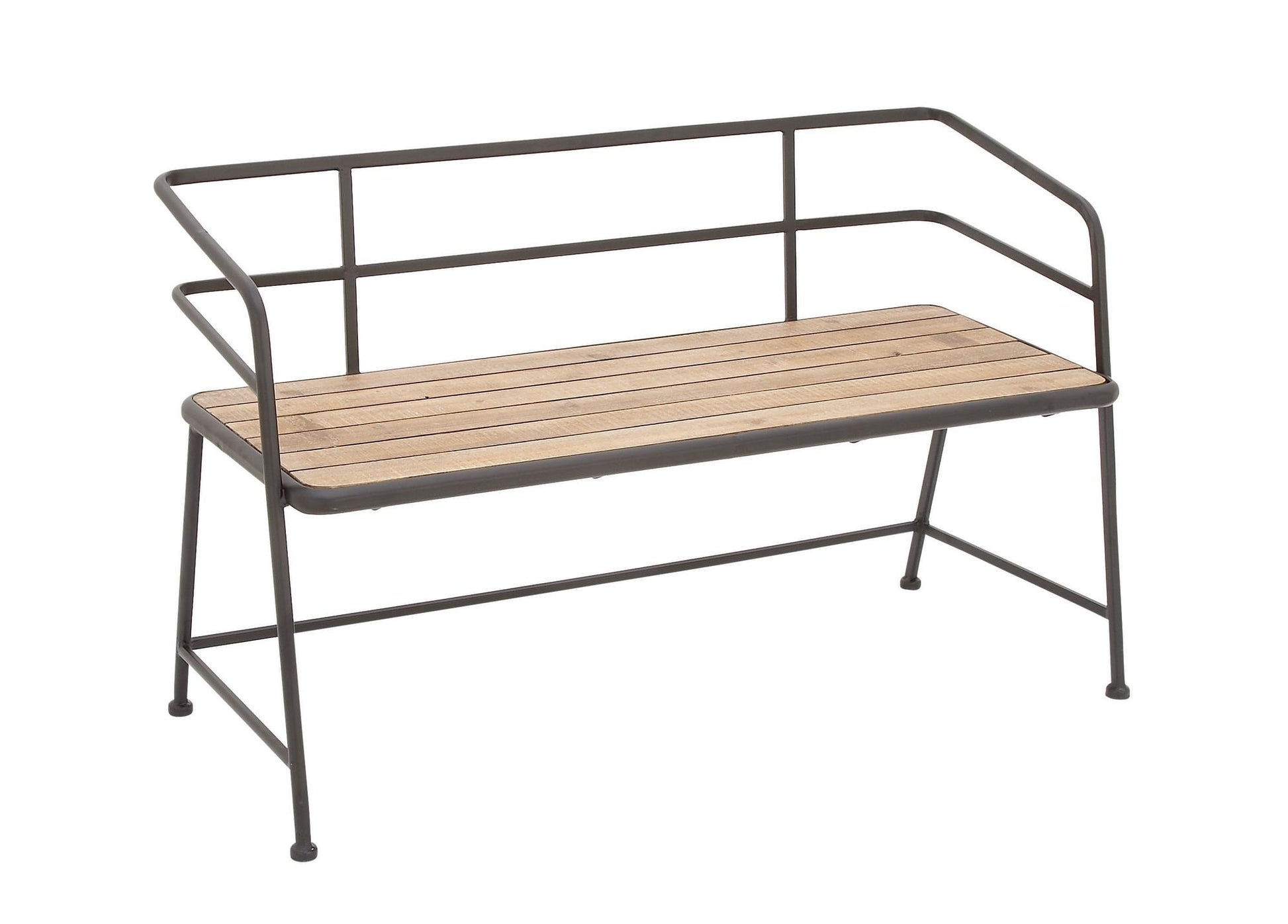 Black Metal Home Bench with Brown Wood Seat