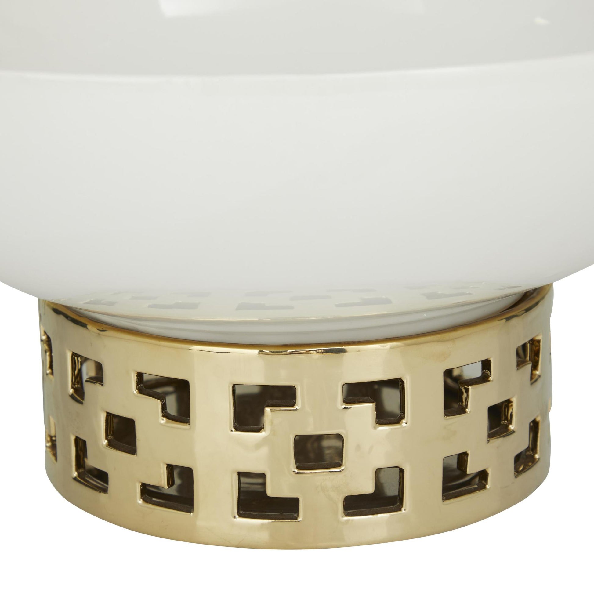CosmoLiving by Cosmopolitan Geometric White Ceramic Large Decorative Bowl