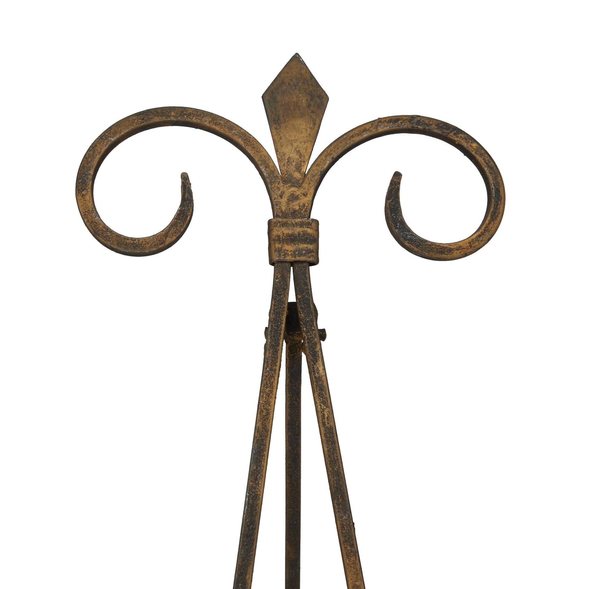 Fleur De Lis Gold Metal Tabletop Arched Display Easel with Scroll Details