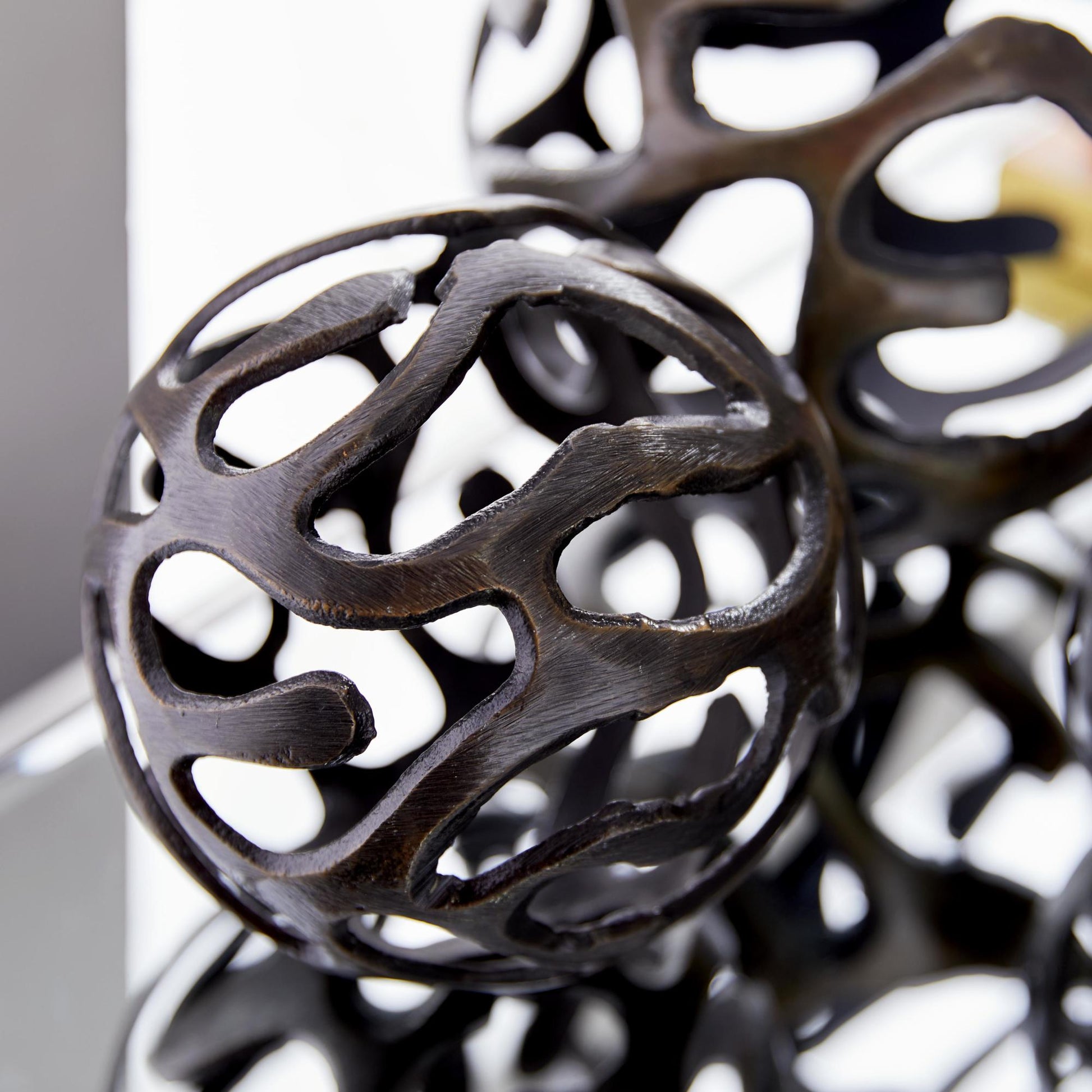 Set of 3 Geometric Aluminum Metal Decorative Sculpture Set of 3 8", 6", 4"W
