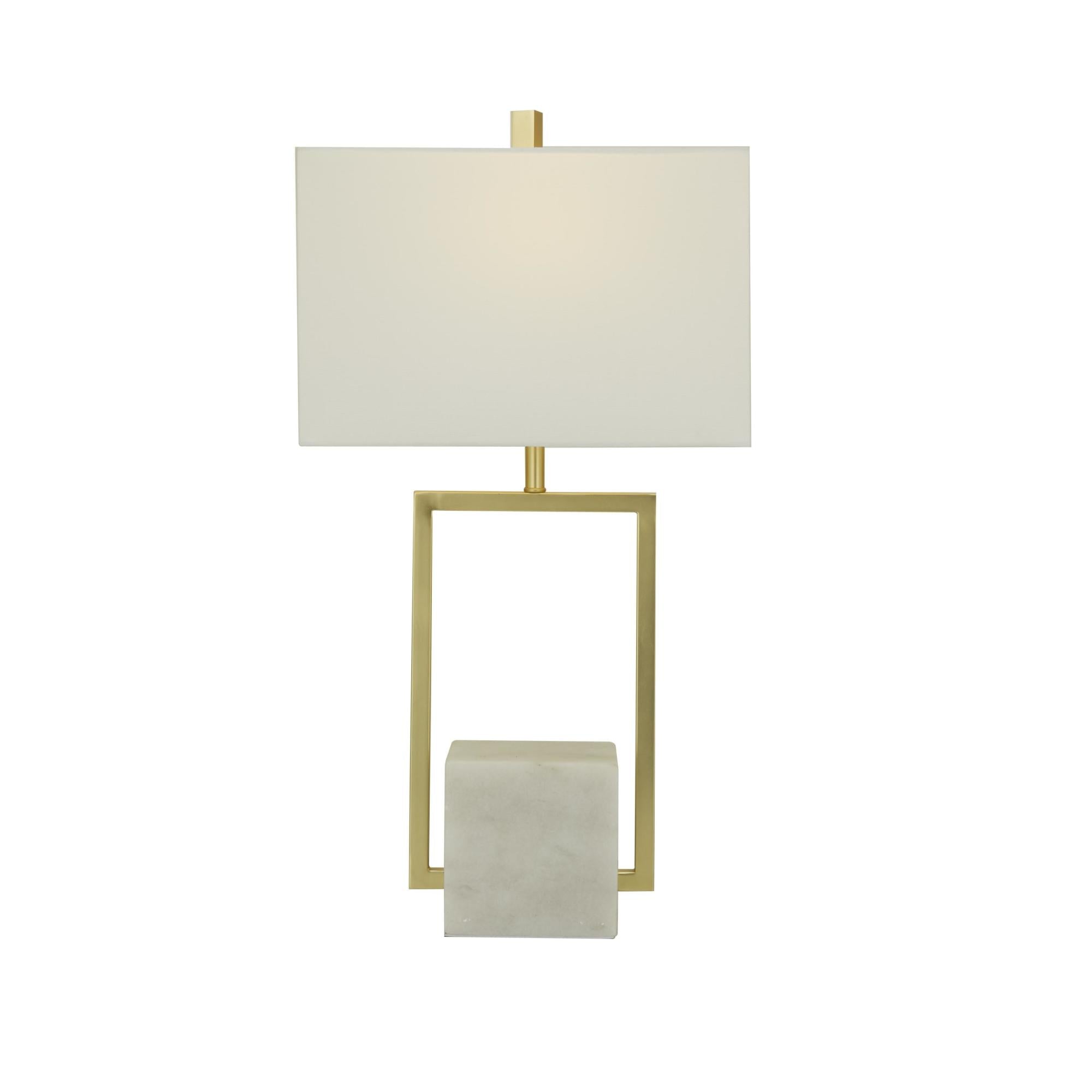 CosmoLiving by Cosmopolitan Geometric Marble Room Table Lamp with Square Shade