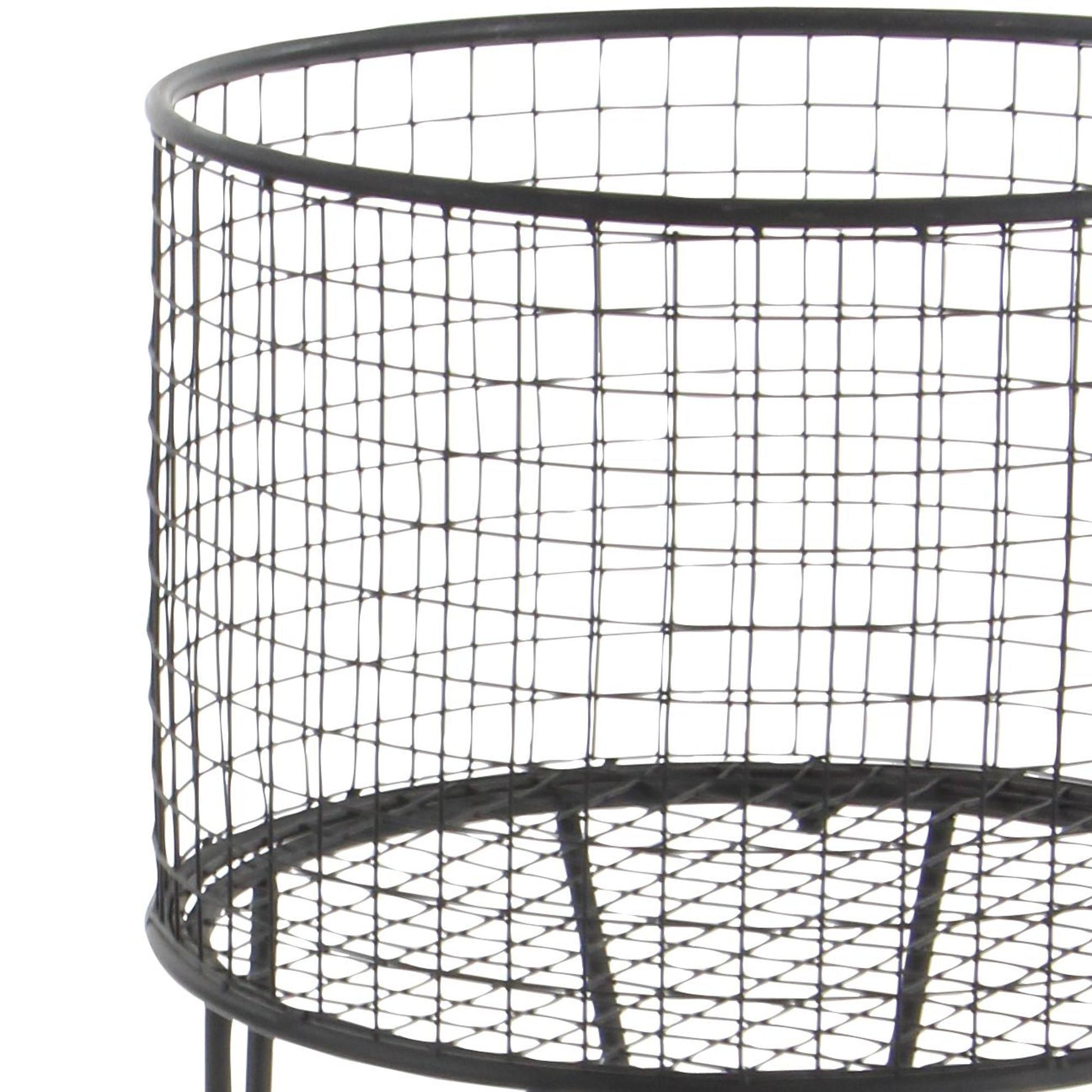 Metal Deep Set Metal Mesh Laundry Basket Storage Cart with Wheels 18" x 18" x 24"