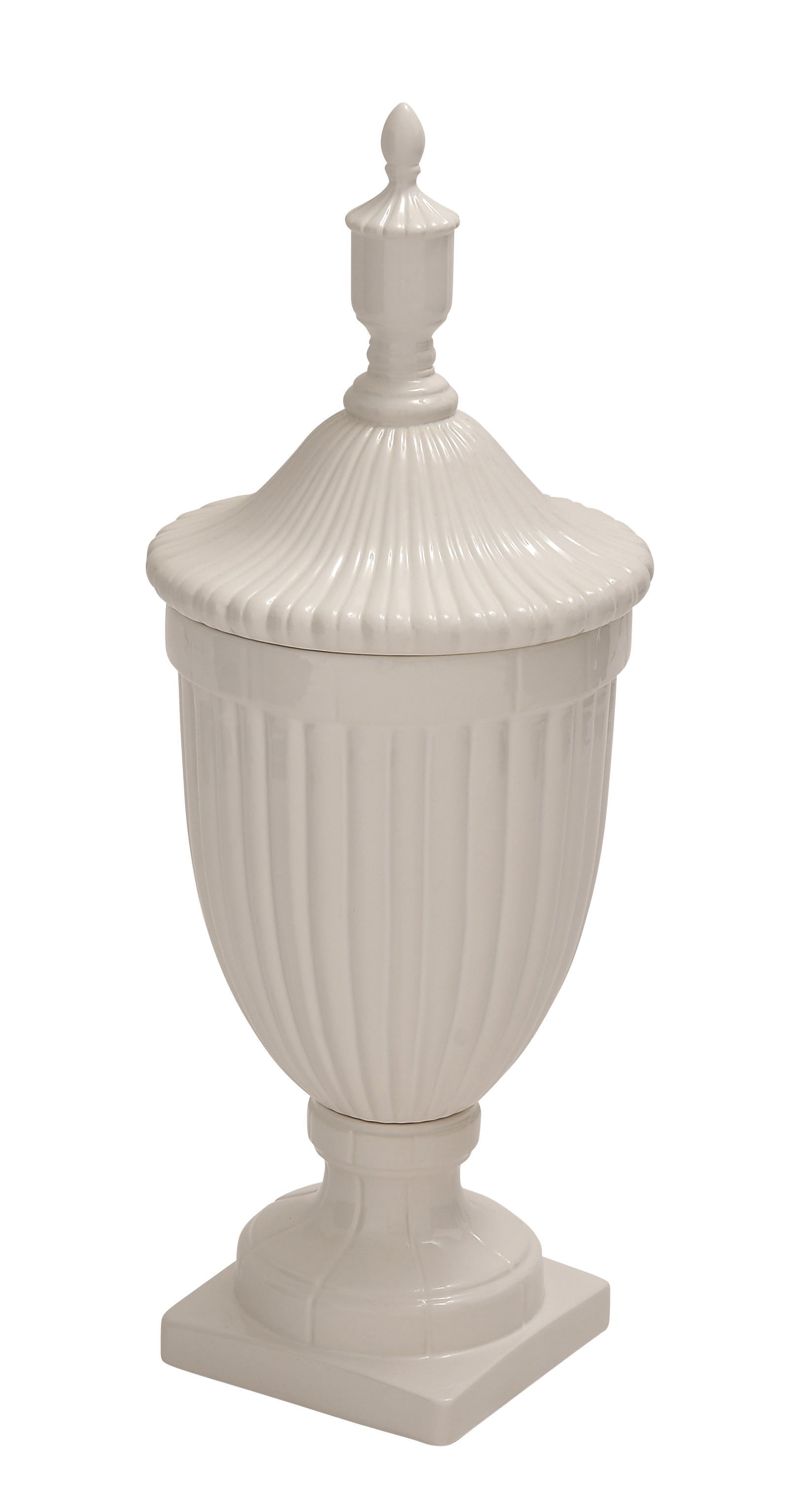 Ceramic Tall Fluted Urn Living Room Decorative Jars with Grooves and Lid
