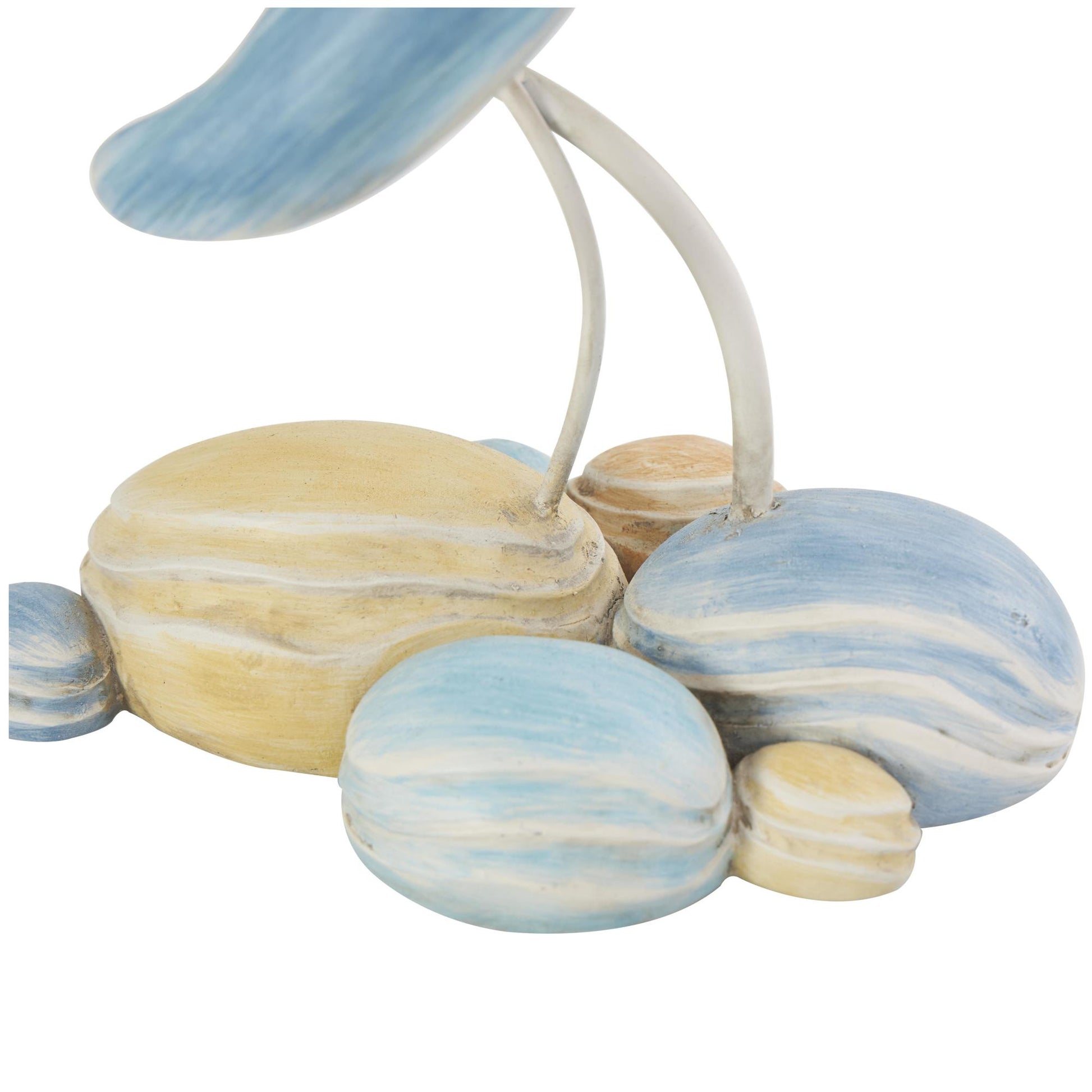Whale Blue Polystone Swimming Mother and Baby Decorative Sculpture with Yellow Accents