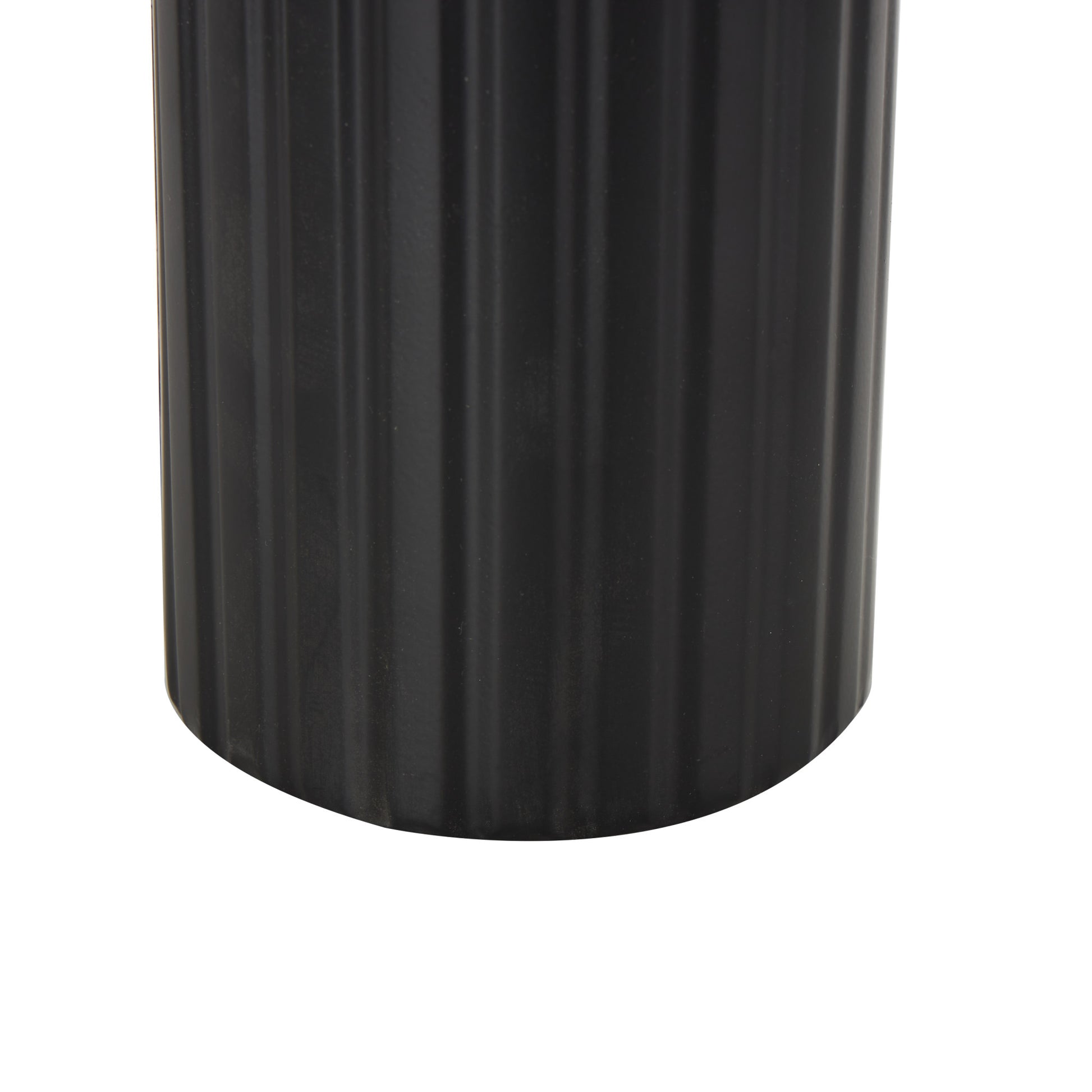 Set of 2 Metal Color Block Decorative Vase with Rounded Linear Grooves and Brown Wood Tops