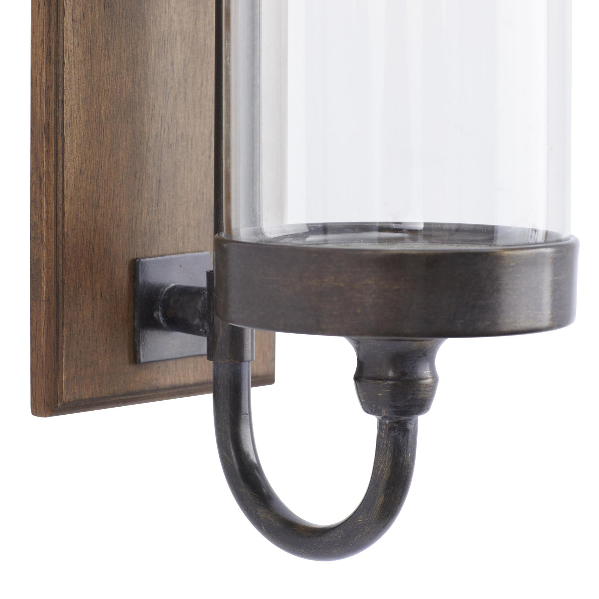 Abstract Brown Wood Indoor Outdoor Wall Sconce with Glass Holder