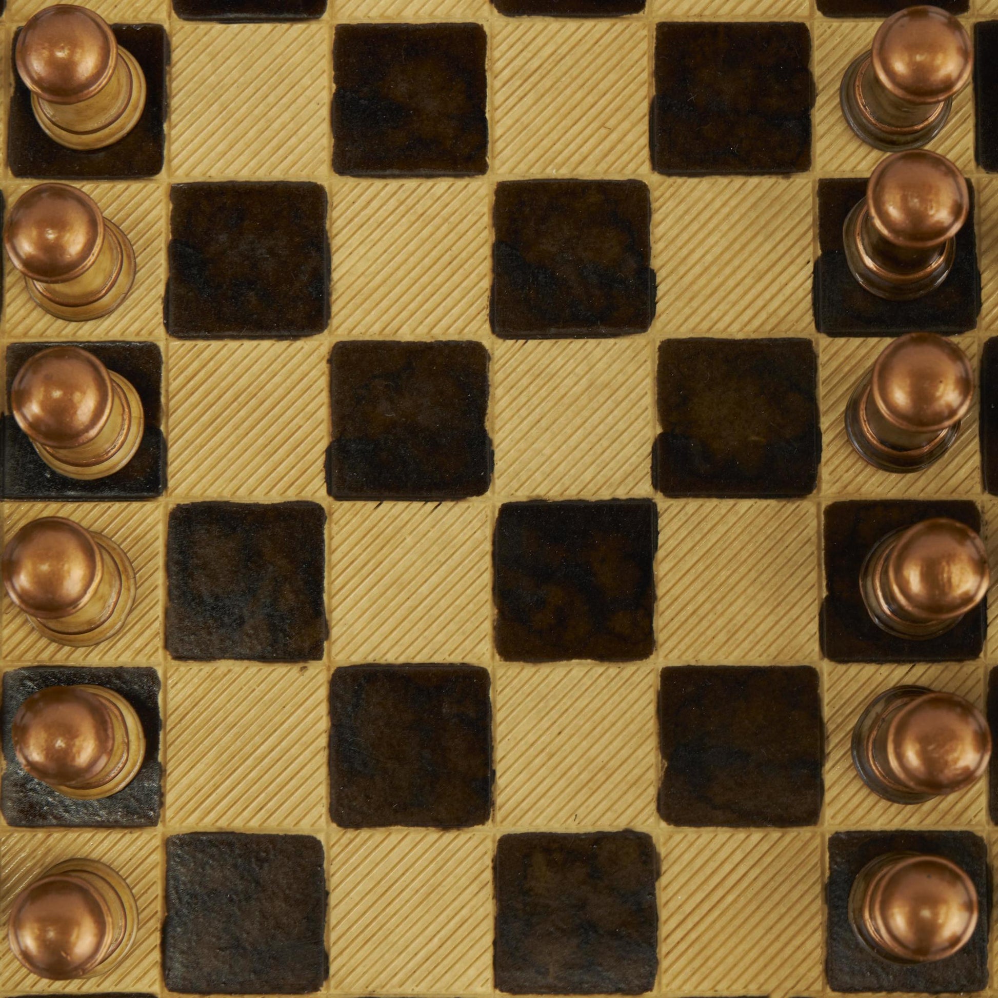 Chess Brown Polystone Home Decor Game Set