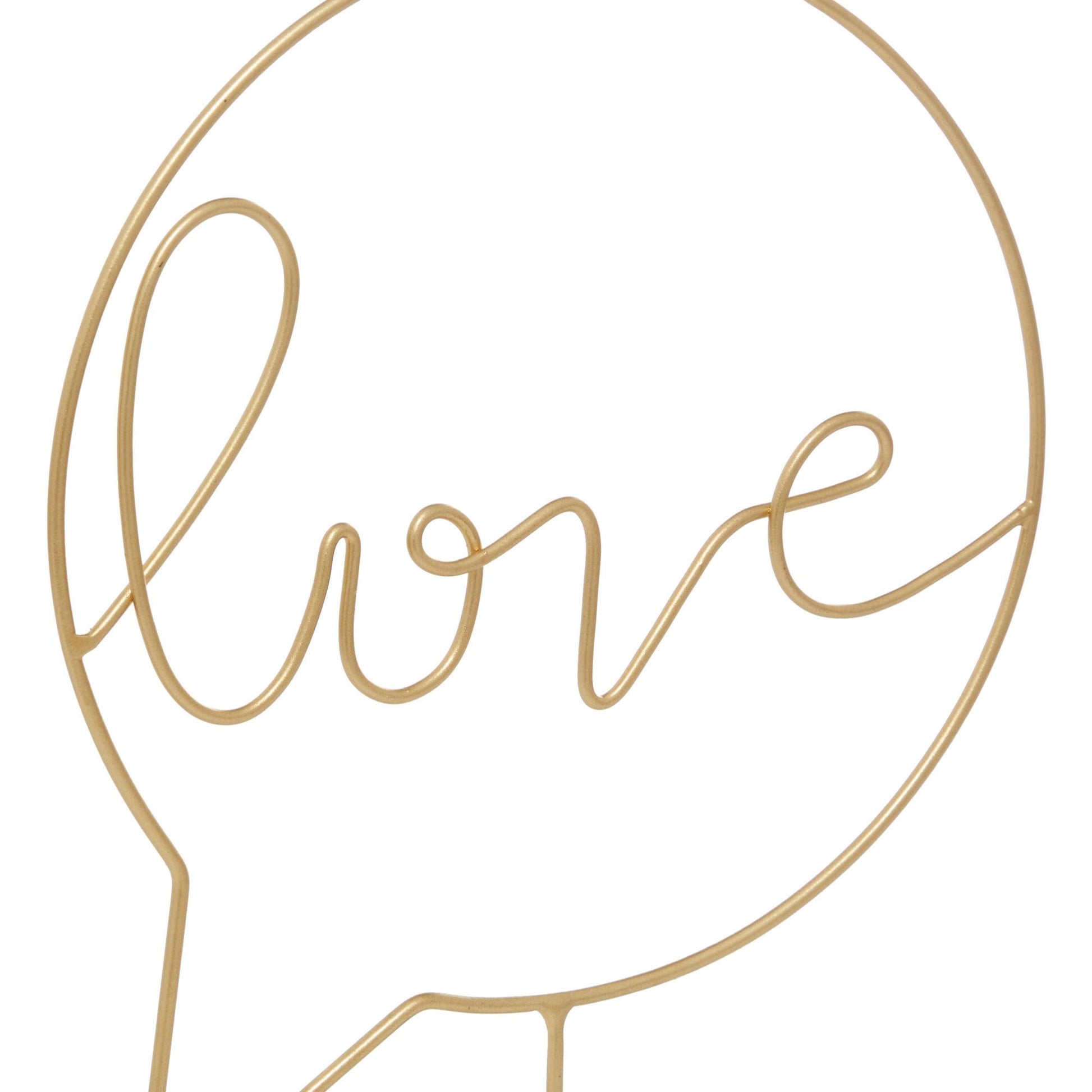 Set of 3 Sign Gold Wooden Hello, Love, Wish Home Decorative Sign with Text Bubble Design