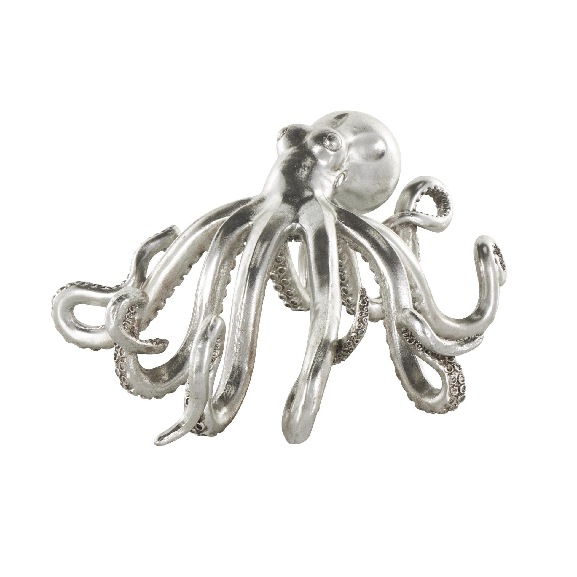 Octopus Silver Resin Laying Decorative Sculpture
