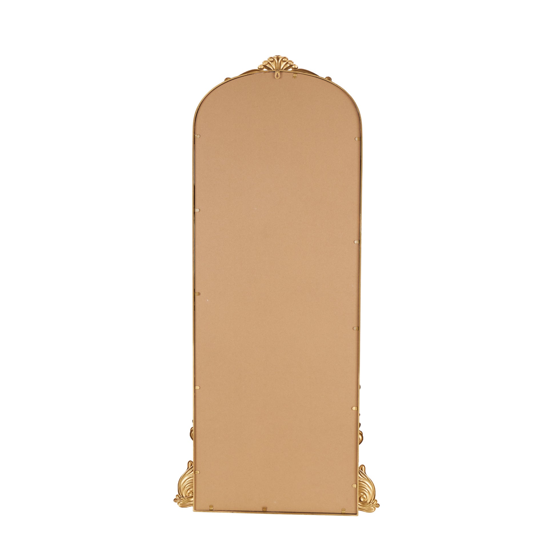 Scroll Gold Metal Tall Ornate Arched Baroque Room Floor Mirror