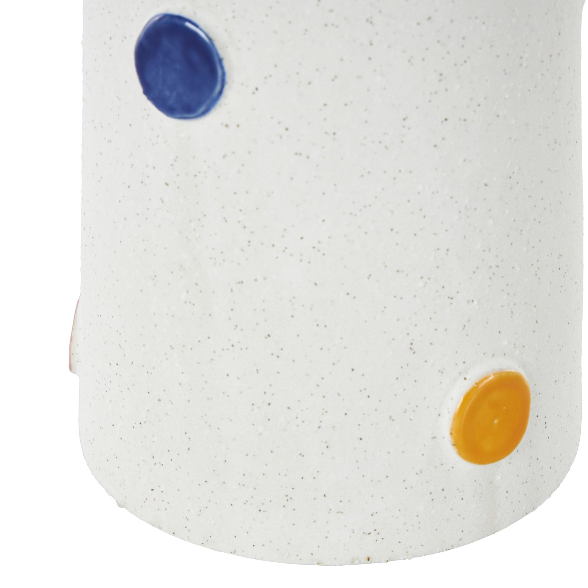 White Ceramic Slim Cone Decorative Vase with Multicolor Spots and Handles