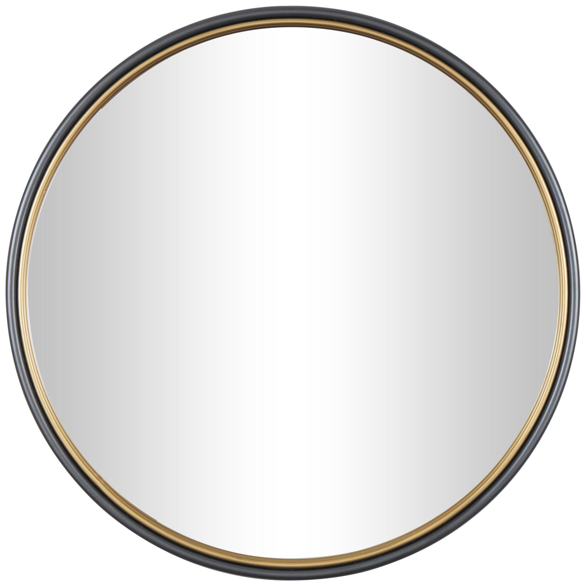 Metal Room Wall Mirror with Gold Inner Frame 46" x 2" x 46"