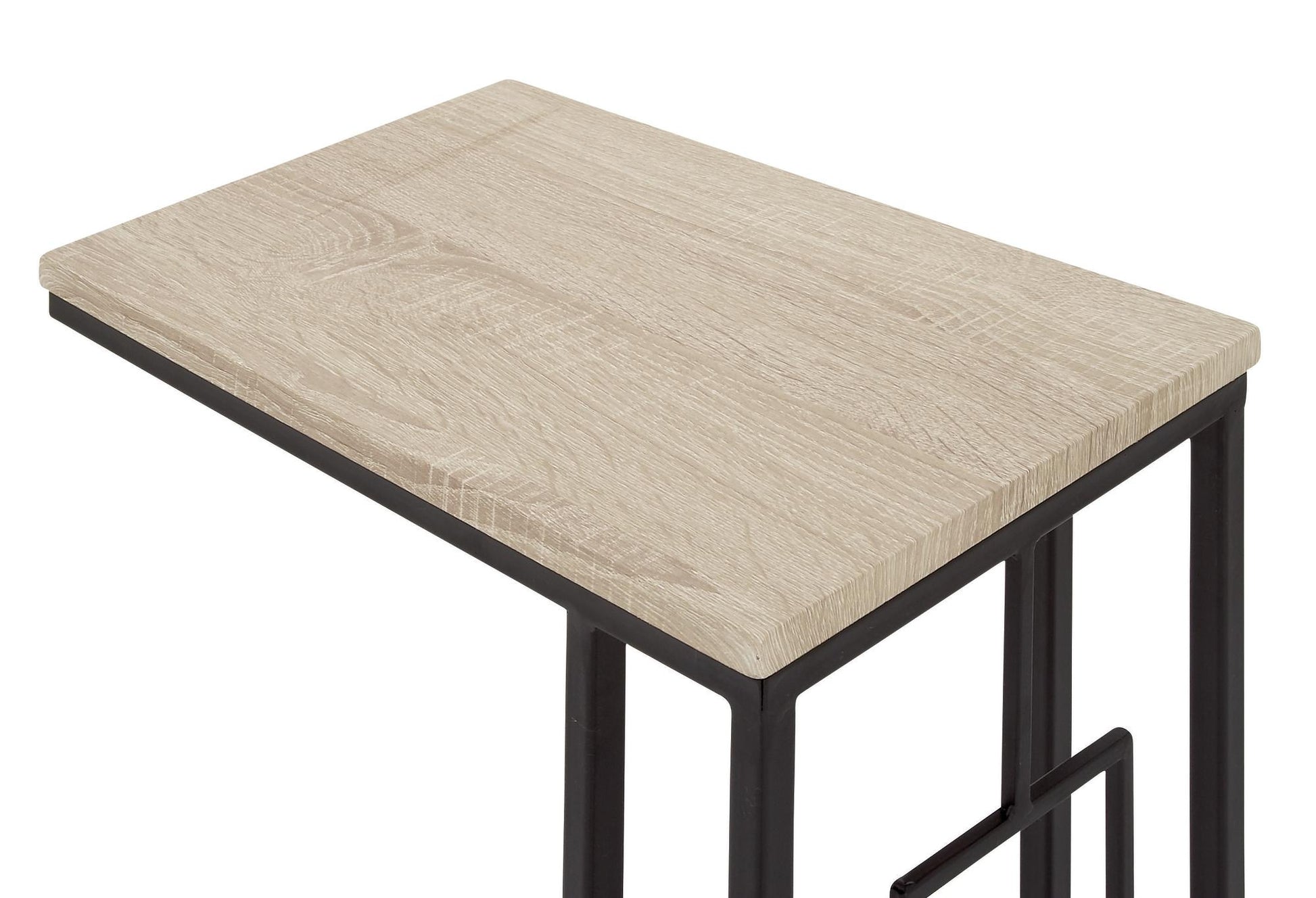 Metal C-Shaped Side End Accent Table with Black Metal Base