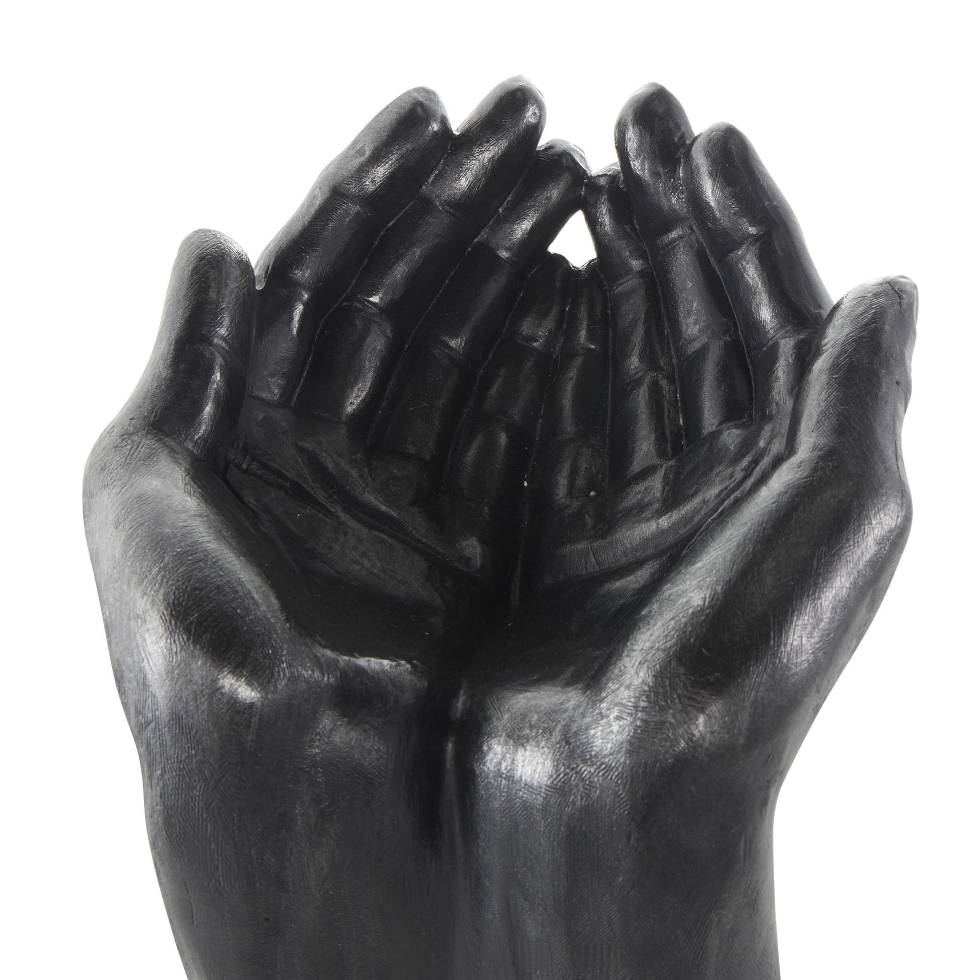 Hands Black Polystone Open Decorative Sculpture