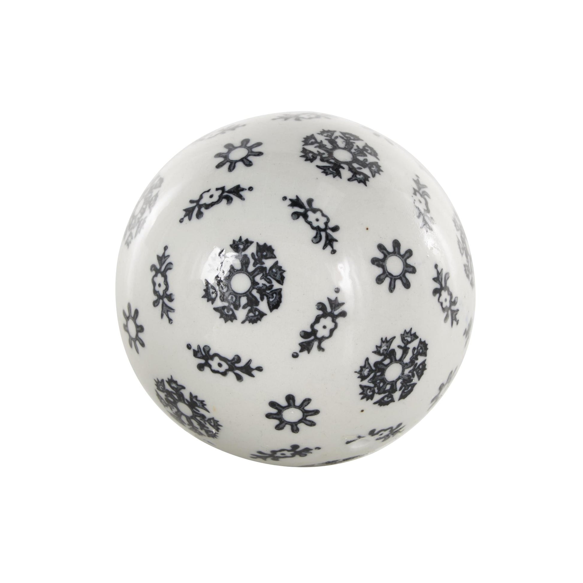 Set of 6 Floral Ceramic Glossy Decorative Orbs & Vase Filler with Varying Floral and Scroll Patterns Set of 6 3"W, 3"H