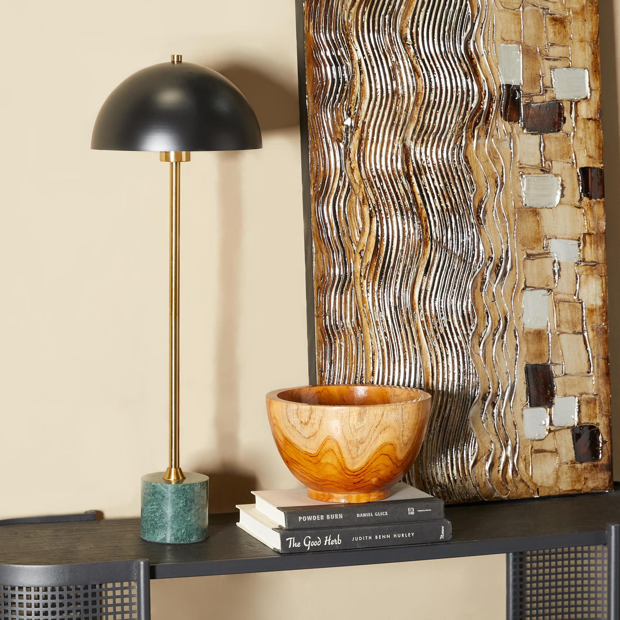 Metal Umbrella Style Room Desk Lamp with Black Marble Base